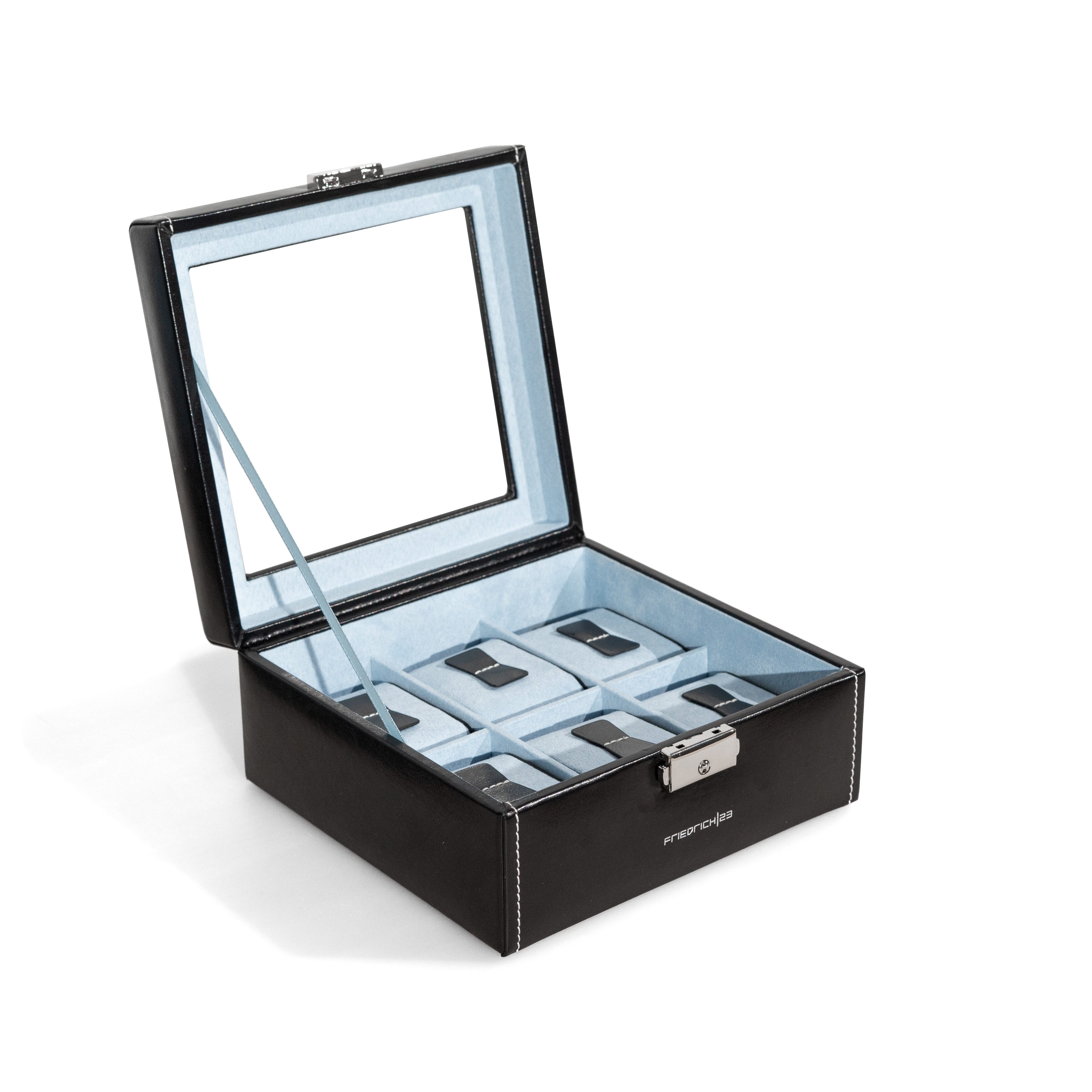 Friedrich23 Uhrenbox Bond mit Glasdeckel für 6 Uhren