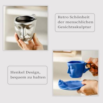 MAGICSHE Kaffeeservice Keramik Gesichtskuss Kaffeetasse & Untertasse Set, 1 Personen