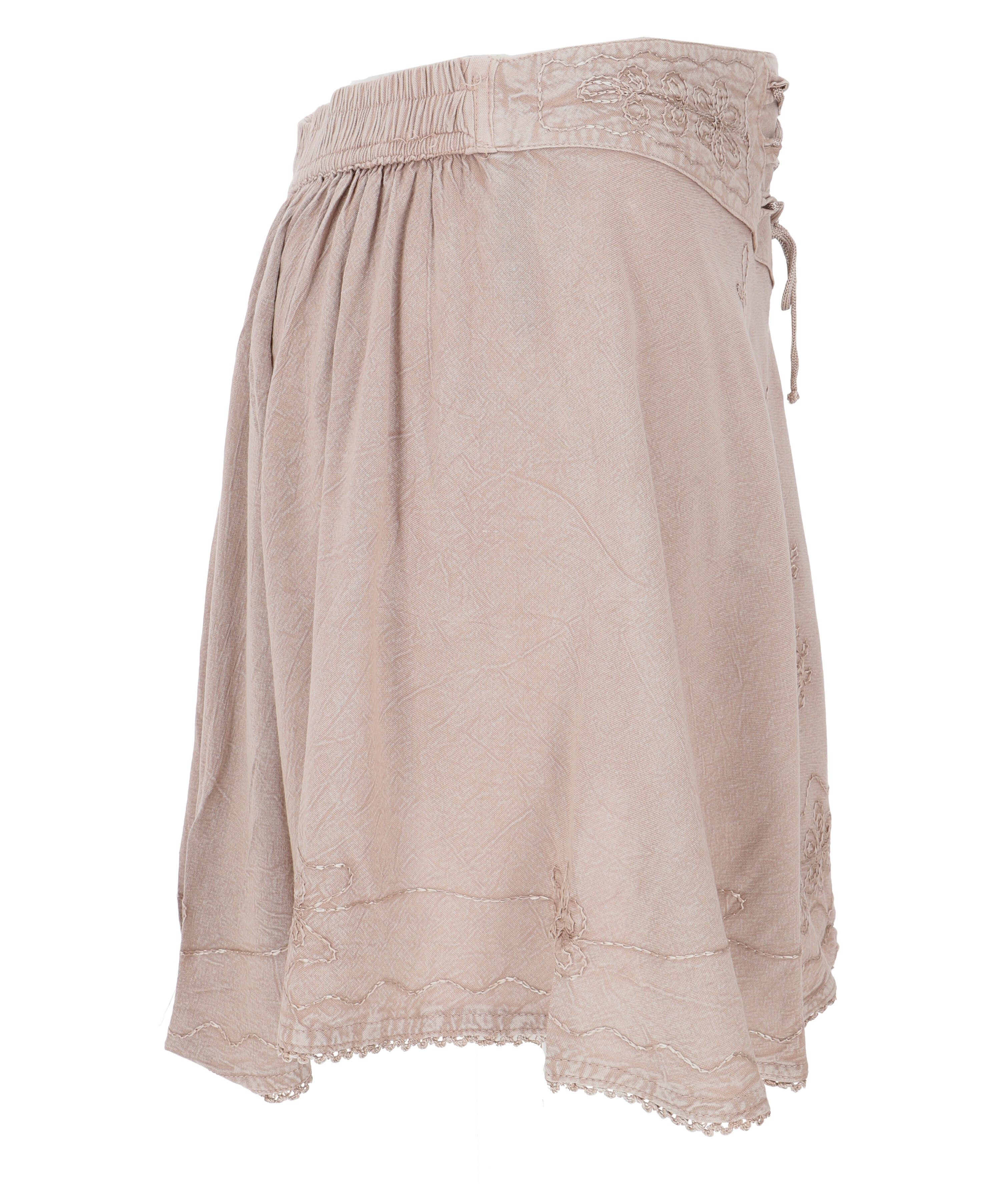 Guru-Shop Minirock Bestickter Boho Minirock - beige alternative Bekleidung – Bild 3 von 5