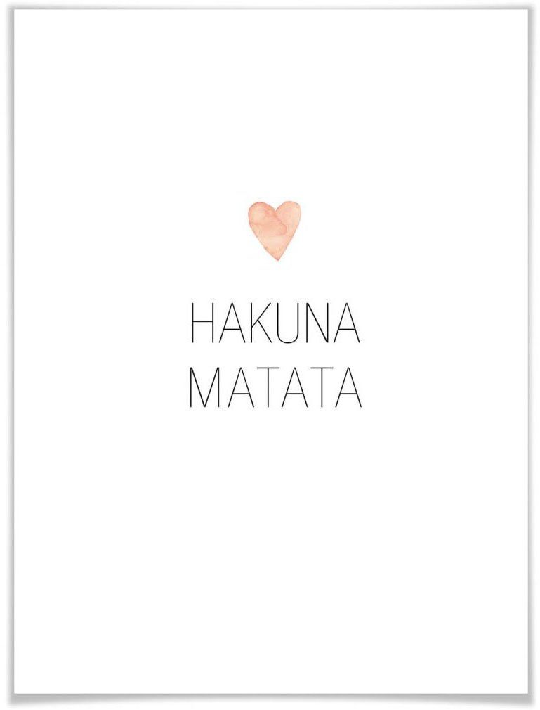 Wall-Art Poster Herz Schriftzug Hakuna Matata, Schriftzug (1 St), Poster,  Wandbild, Bild, Wandposter