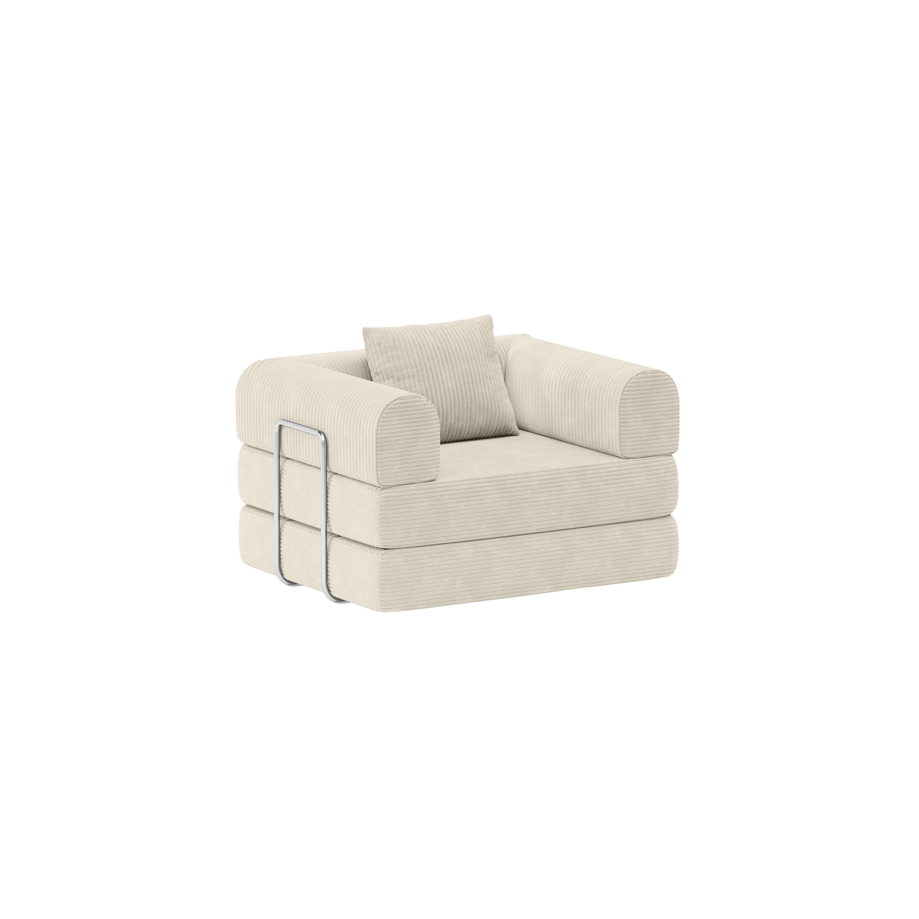 skølm Sofa & Sessel Lofn aus Vollschaum Cord, umwandelbar zum Schlafsofa/-Sessel, Beige, Cordsessel 115cm breit, 1 Sitzer, kein Aufbau erforderlich, vakuumiert