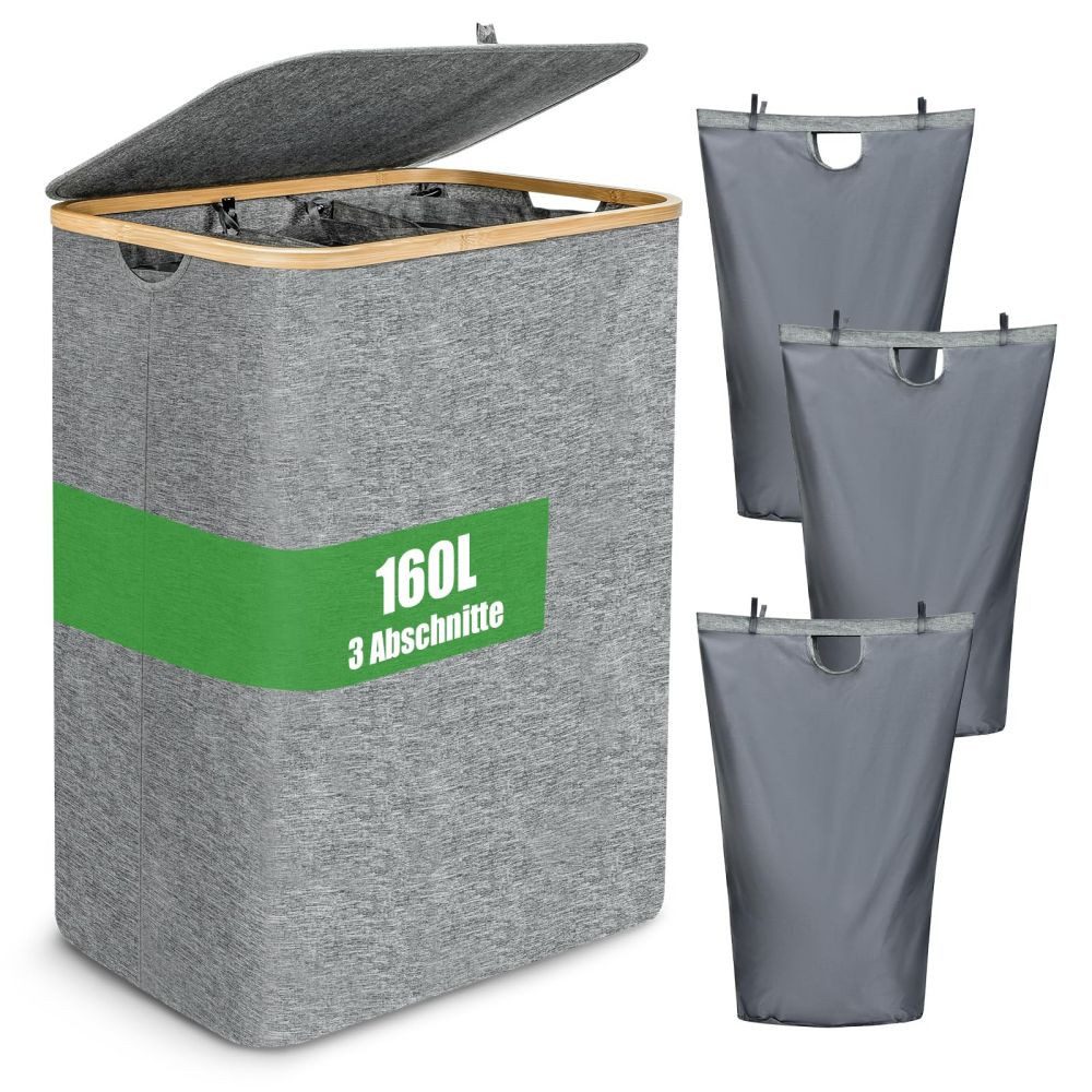 QUBEBU Wäschekorb 160 L mit Deckel, günstig online kaufen