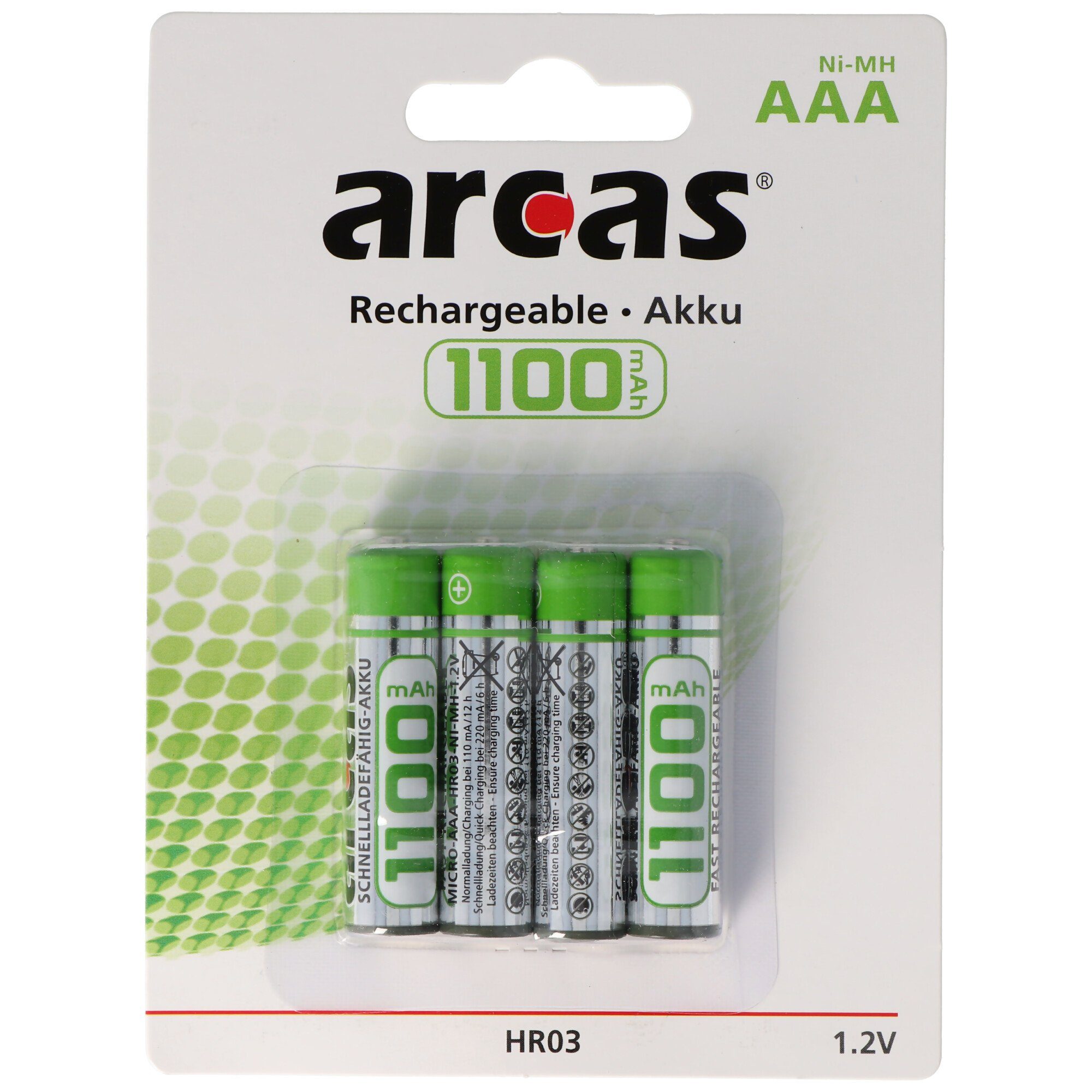 Arcas Arcas Micro AAA Akku 4er Pack 1100mAh Akku 1100 mAh (1,2 V)