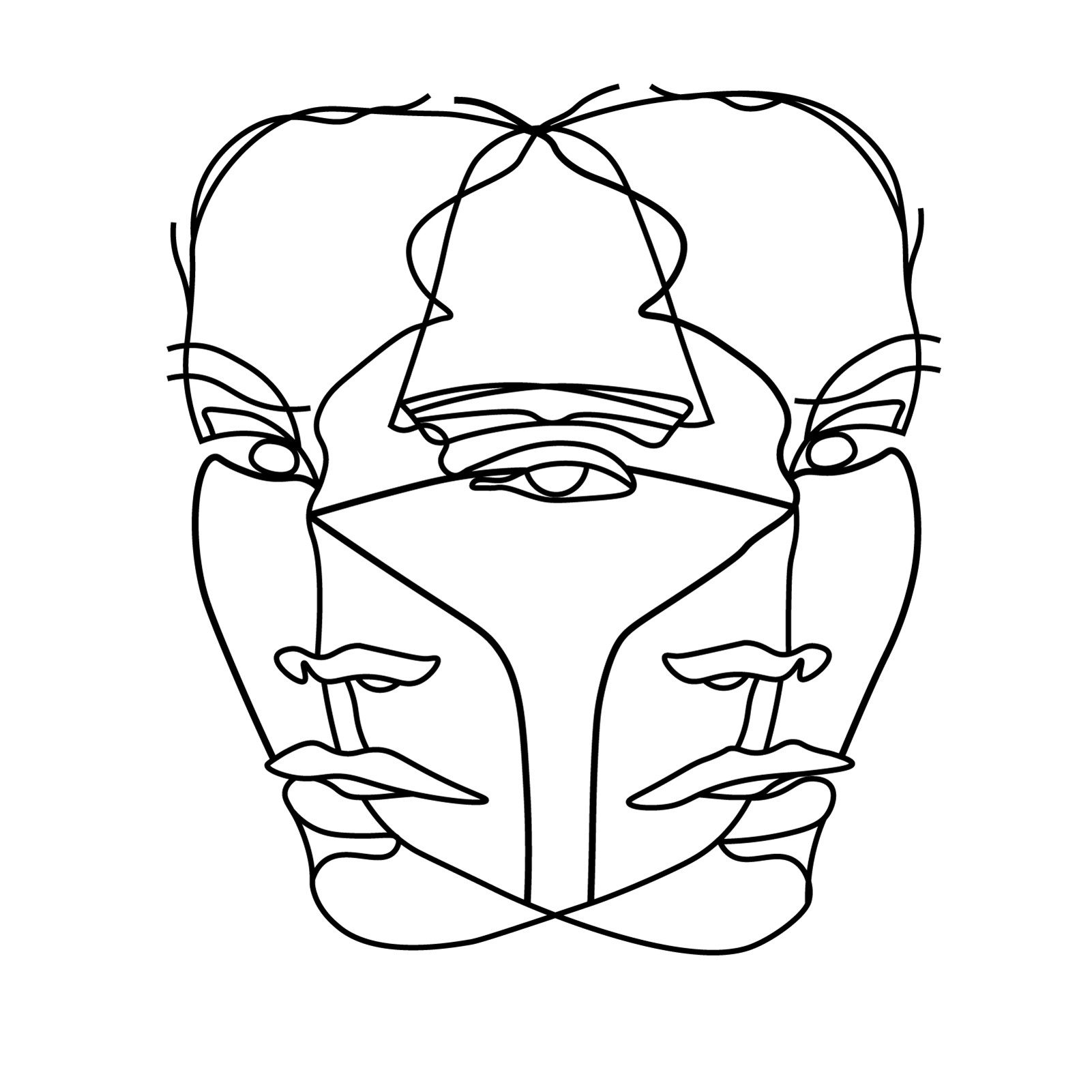 Wanddekoobjekt Facettenreiche Gesichtsdekoration, kreative Linienkunst
