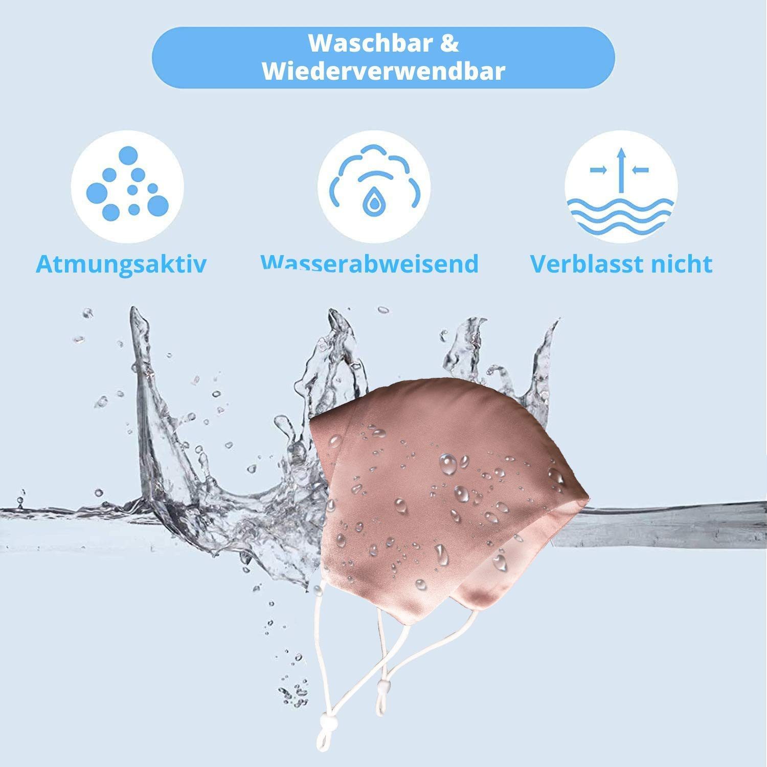 Dilara Mund-Nasen-Maske PREMIUM Seidenmasken Mundschutz mit Motiv verstellbare Größe waschbar, aus Seide - verstellbare Größe - mit Nasenbügel - waschbar