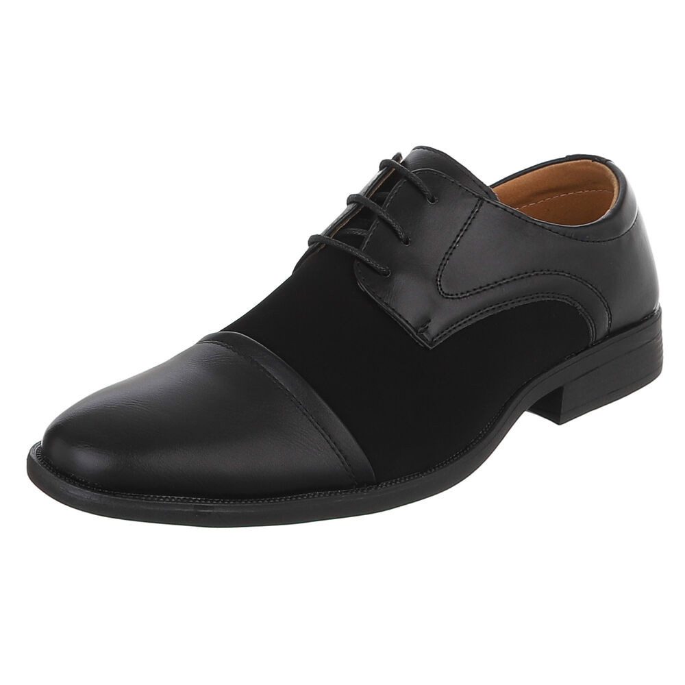 Coolwalk Herrenschnürschuh Elegant mit Kappe und Schnürung Schnürschuh (92009976) Blockabsatz Business-Schuhe in Schwarz