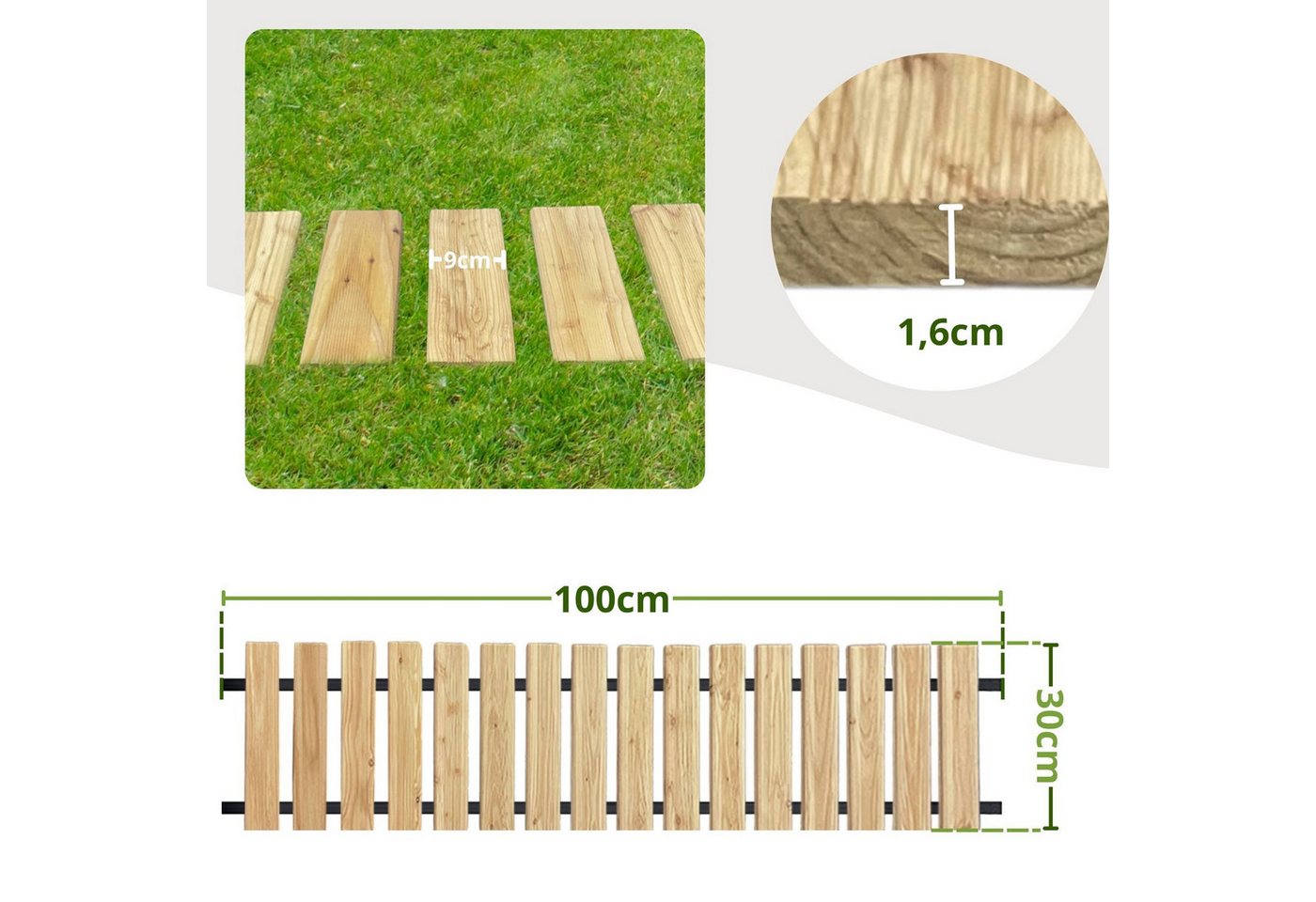 Thumbnail - Floranica Gartensteg Gartenweg aus Holz Gartentritte Holzweg aus Lärche, 30x100 cm, Unbehandelt, 1-St., Rollweg Ausrollb...