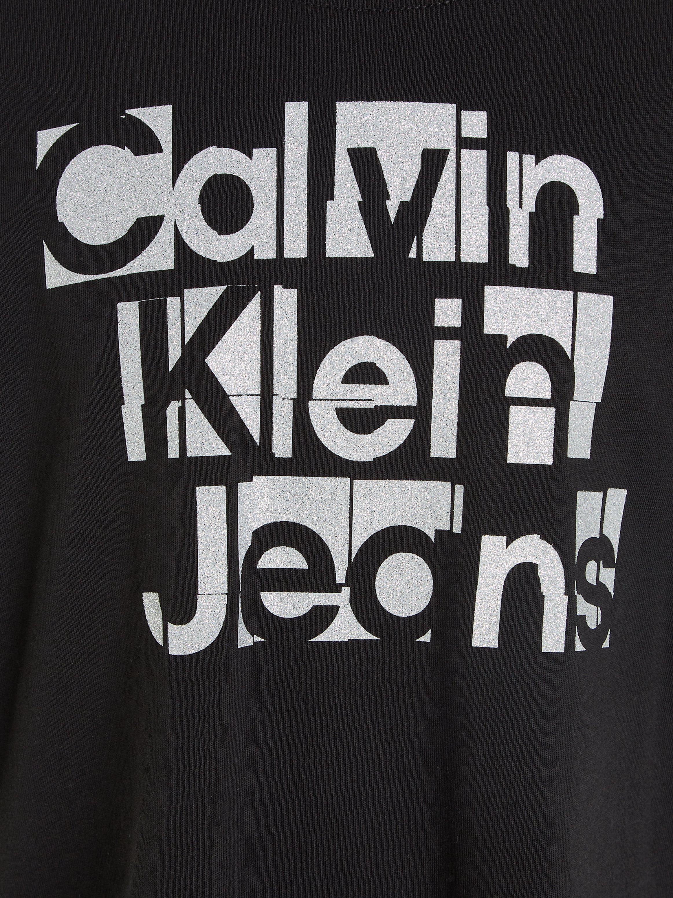 Klein mit METALLIC Black T-SHIRT BOXY T-Shirt Calvin CKJ Jeans Logodruck Ck