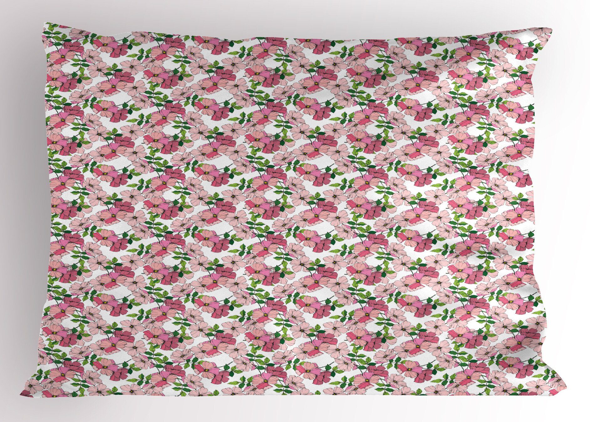 Dekorativer Wilde Size Rosa Blumen King Kissenbezug, Kissenbezüge Abakuhaus (1 Frühlings-Kunst Gedruckter Stück), Standard