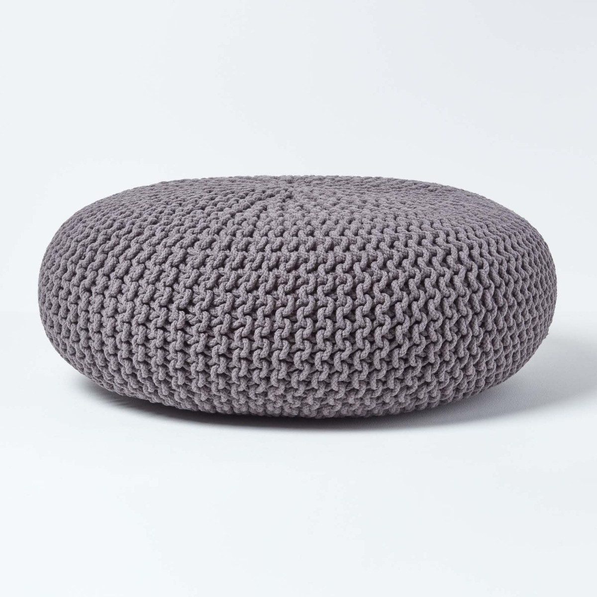 Homescapes Pouf Großer Strickpouf 100% Baumwolle, grau
