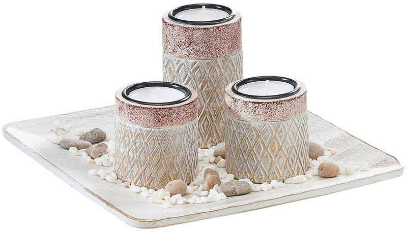 Kobolo Kerzenhalter »Teelichthalter im edlem Rautendesign« (Set)