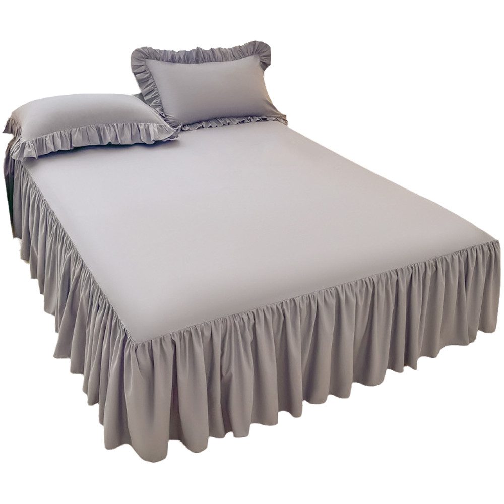 Diwzbyn Bettwäsche Bettrock mit Rüschen, Elastische Bettumrandung 43 cm Höhe, 1 teilig, für Boxspringbett, Elastikband Bettrock, Pflegeleichter Bettsockel