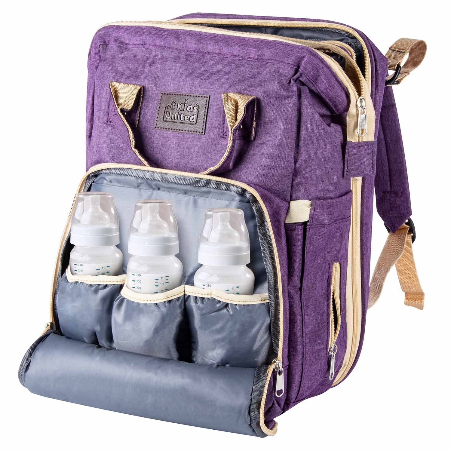 all Kids United Wickelrucksack ALL KIDS UNITED Deluxe Baby Rucksack – 2-in-1 Baby Rucksack mit Bett (Set, Baby-Rucksack, Wickelauflage, integriertem Babybett, Kinderwagen-Haken)