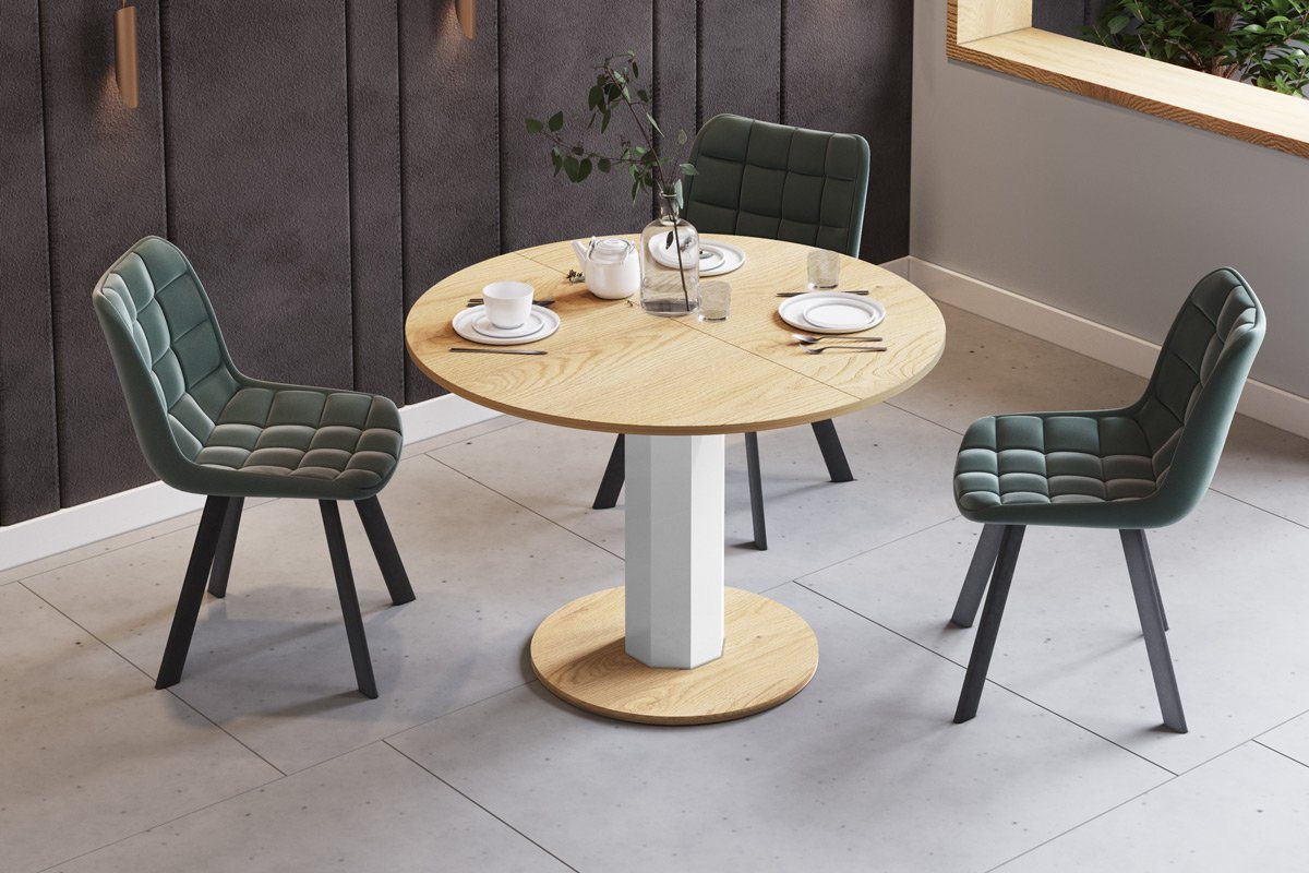 designimpex Esstisch Design HES-111 Tisch rund oval Hochglanz ausziehbar 100-148cm