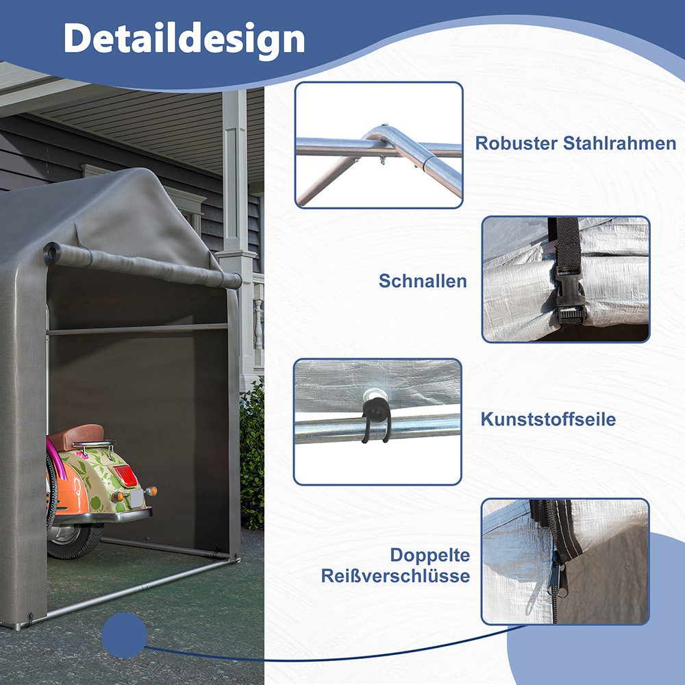 Thanaddo Carport-Geräteraum Partyzelt,Metall Gestell Gartenzelt Pavillon 3x6m/4x6m in weiß
