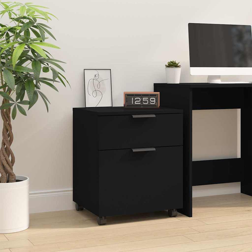 vidaXL Aktenschrank vidaXL Mobiler Aktenschrank mit Rollen Schwarz 45x38x54 cm