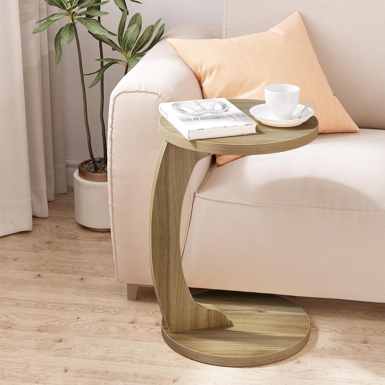 Woltu Beistelltisch, Couchtisch rund, C Form, für Sofa Bett, φ38xH55 cm günstig online kaufen