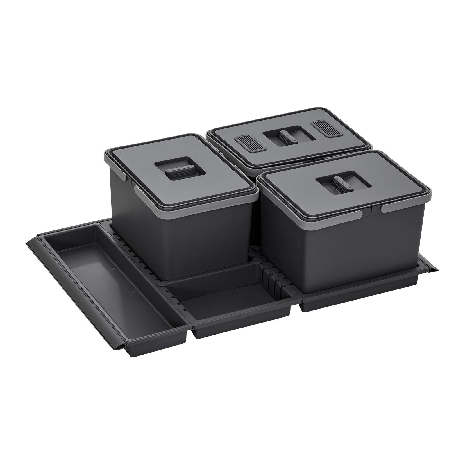 SO-TECH® Mülltrennsystem Abfallsammler Metropolis PTC22 08050 7F 12+12+12L, mit Deckel Abfallsystem f. Auszug Korpusbreite 80 cm