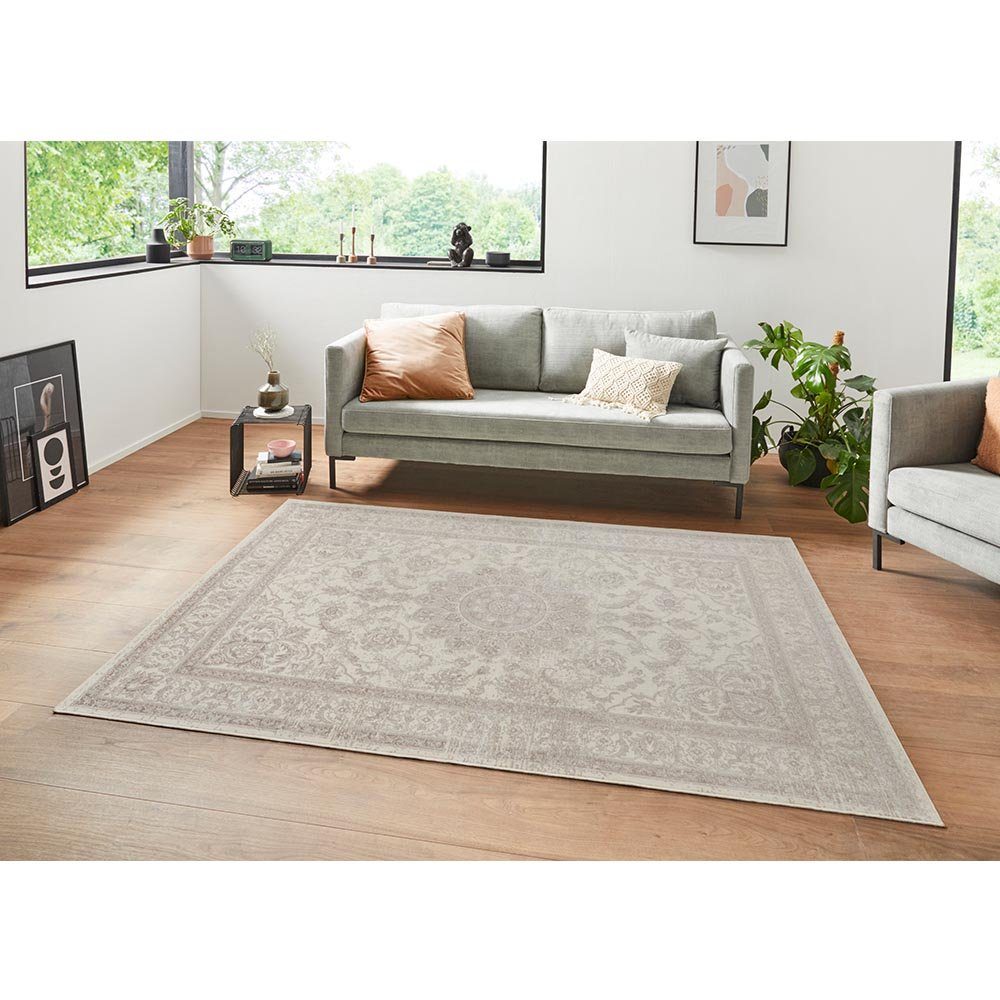 Teppich Boss Teppich Samt Teppich Täbris Antik Look Orientalisches Design creme anthrazit, rechteckig, Höhe: 3 mm