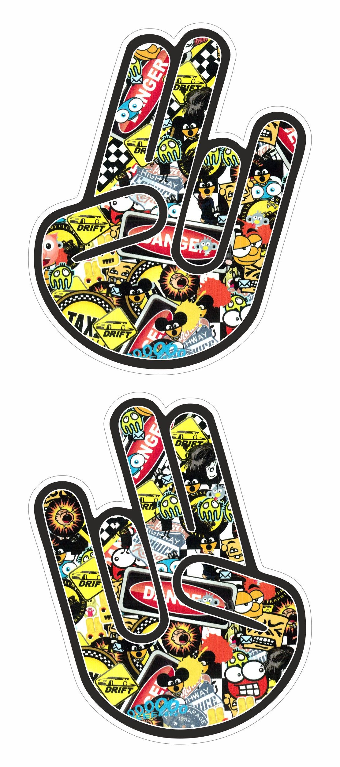 Hermann Schütz Aufkleber Shocker Hand Aufkleber 60 x 45 mm 2er-Set bunt bedruckt