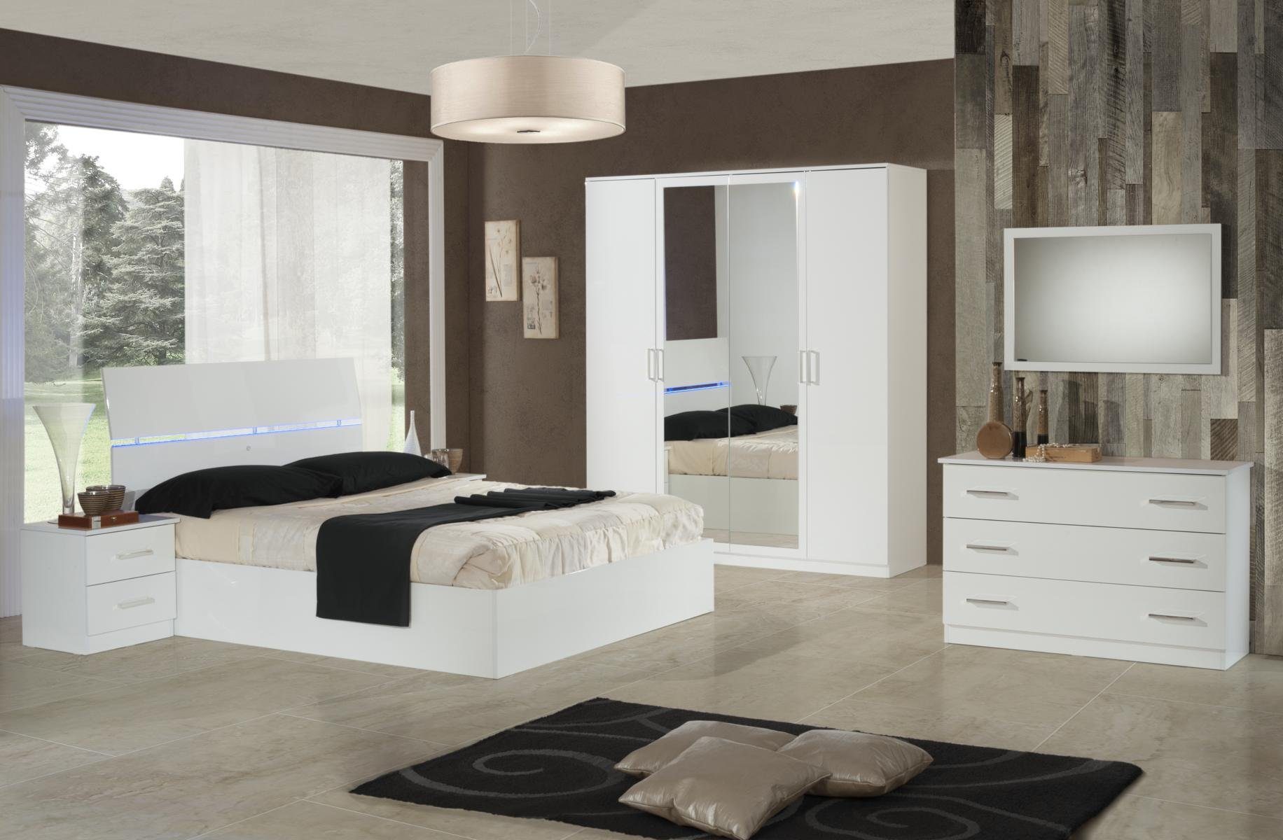 3tlg. Holz Schlafzimmer-Set Bett Design Stil Nachttische JVmoebel Doppelbett Betten Modern 2x