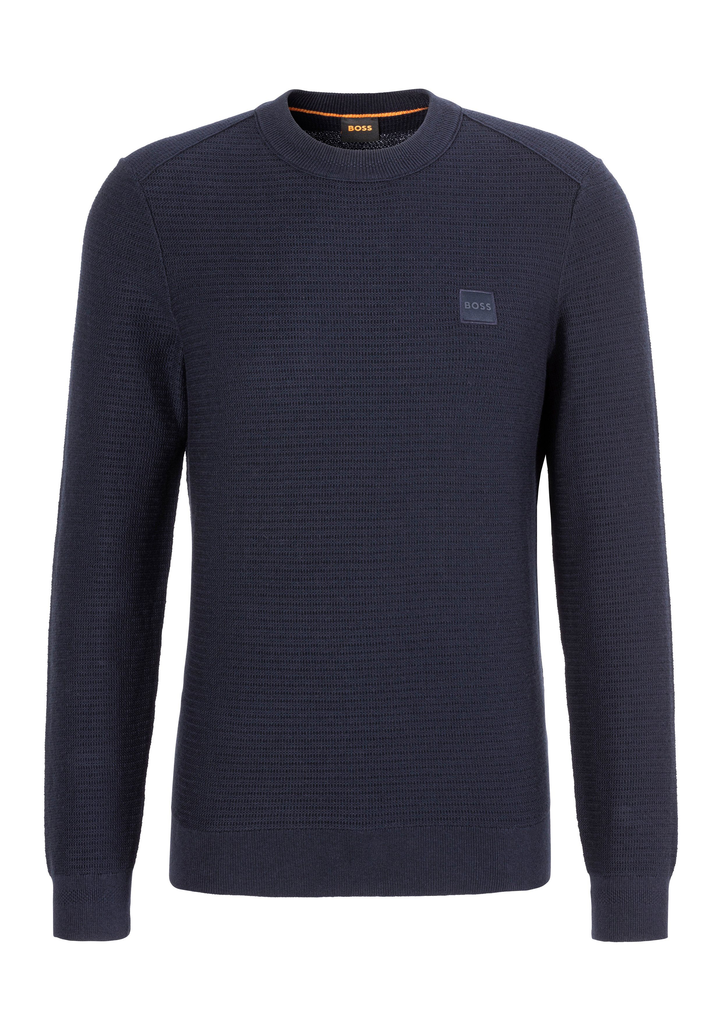 BOSS ORANGE Вязаные свитера Anion mit Label-Kontraststreifen innen am Ausschnitt