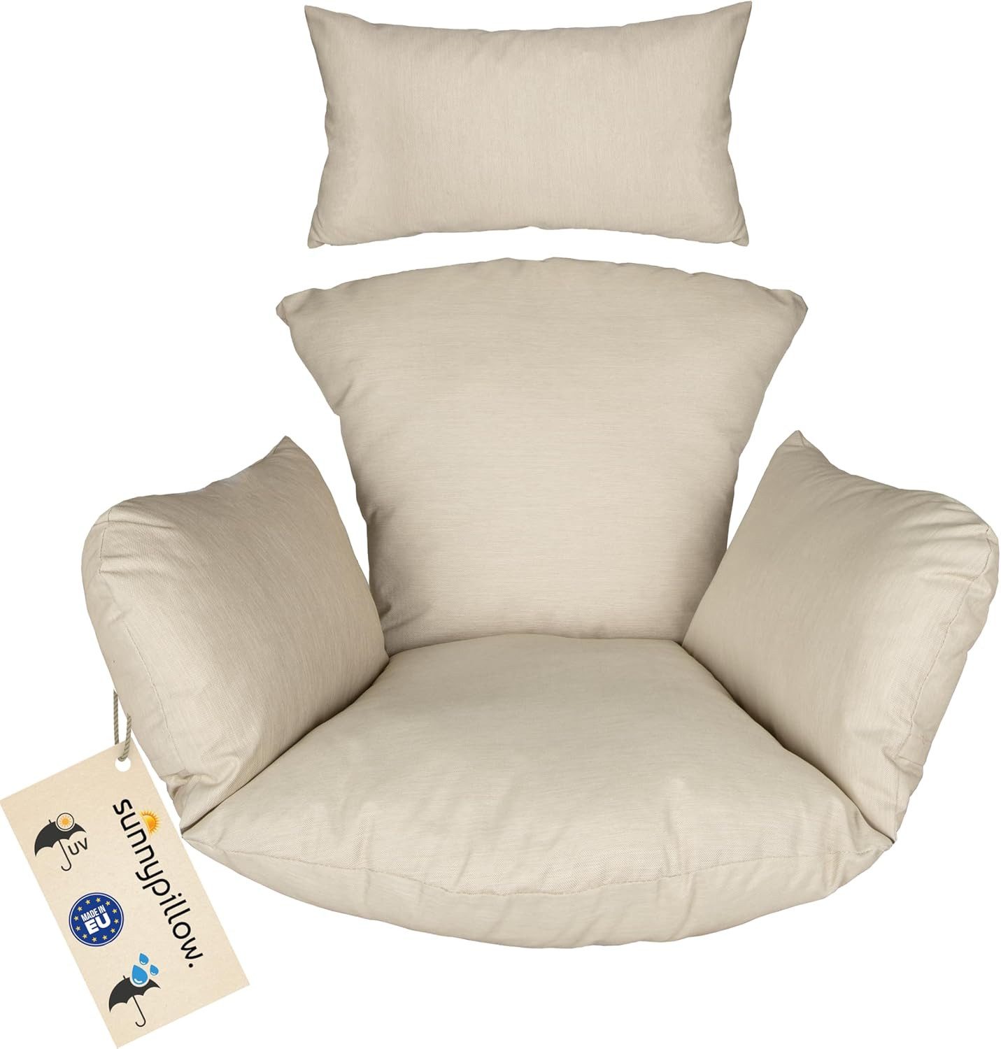 sunnypillow Hängesessel Auflage für Rattan & Polyrattan Hängeschaukel, Cremefarben