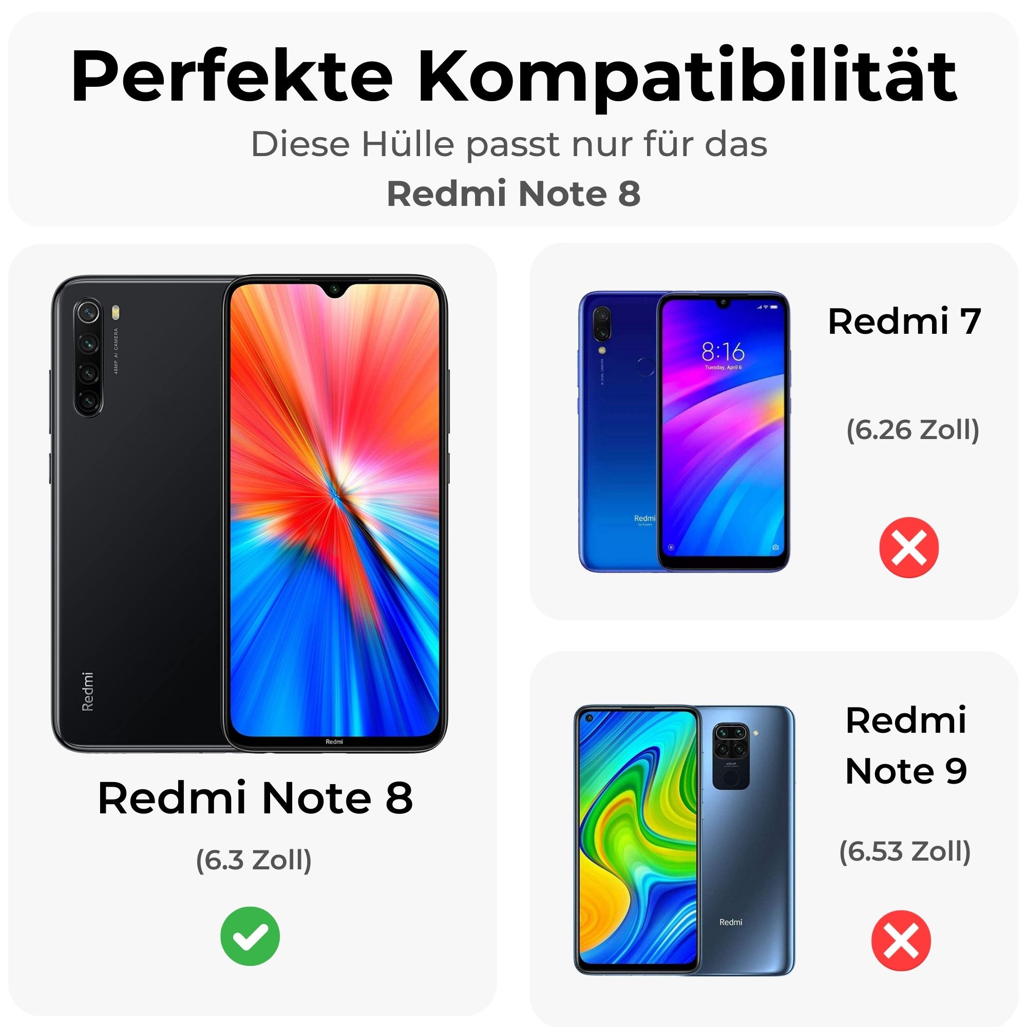 betterfon Handyhülle für Xiaomi Hülle mit [Standfunktion][Kartenfächern], Bookstyle-Hülle: Magnetverschluss 3 Kartenfächer & Standfunktion