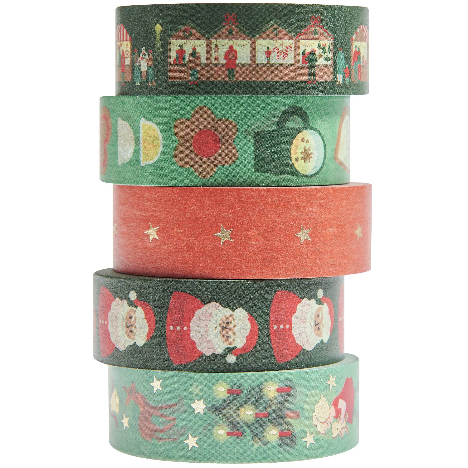 Rico Design Klebeband Tape-Set Weihnachtszeit 5 Stück