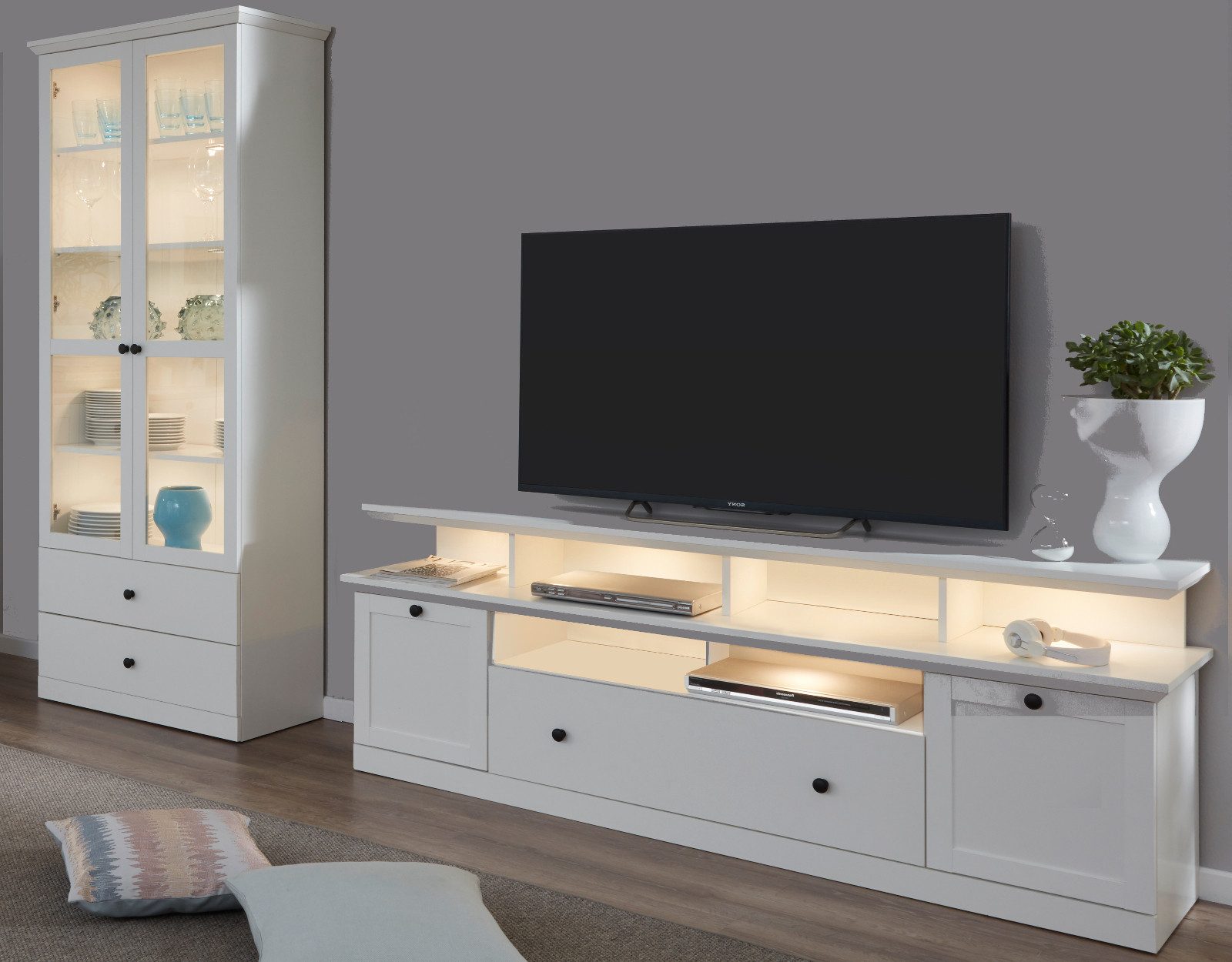 trendteam Wohnwand Baxter, (in Landhaus weiß, günstig online kaufen