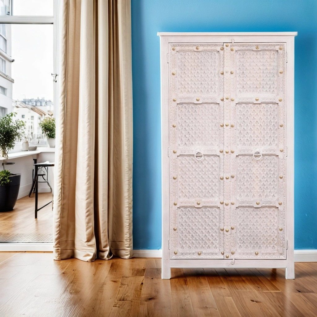 Marrakesch Orient & Mediterran Interior Highboard Orientalischer Dielenschrank Joumana handgemacht aus Mangoholz 185 cm (1 St), Handarbeit