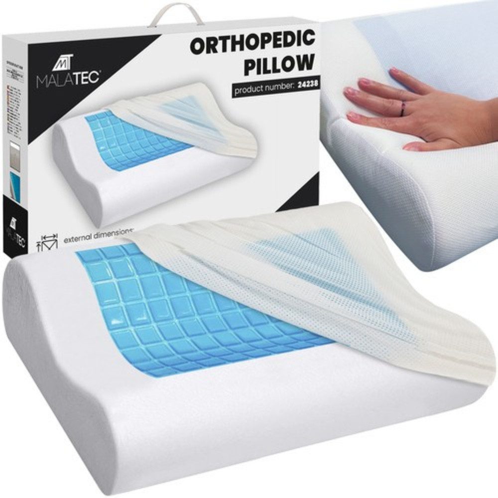 MALATEC Gesundheitskissen Orthopädisches Kissen, Füllung: Memory-Schaum, Spar-Set, kühlendes-Gel, eine ergonomische Schlafposition und weniger Verspannungen