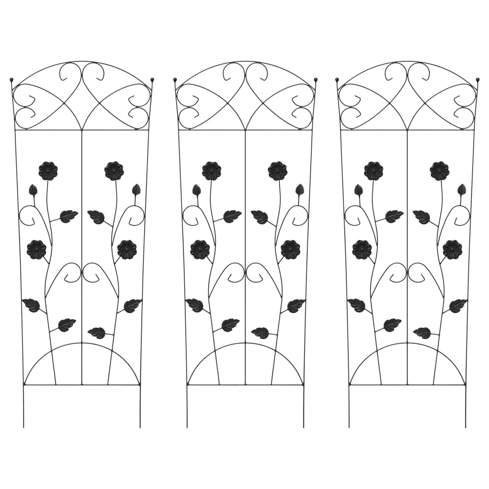 vidaXL Pergola Gartenzaun 3 stk. Schwarz 110,5 x 42,5 cm Stahl, (3-tlg)