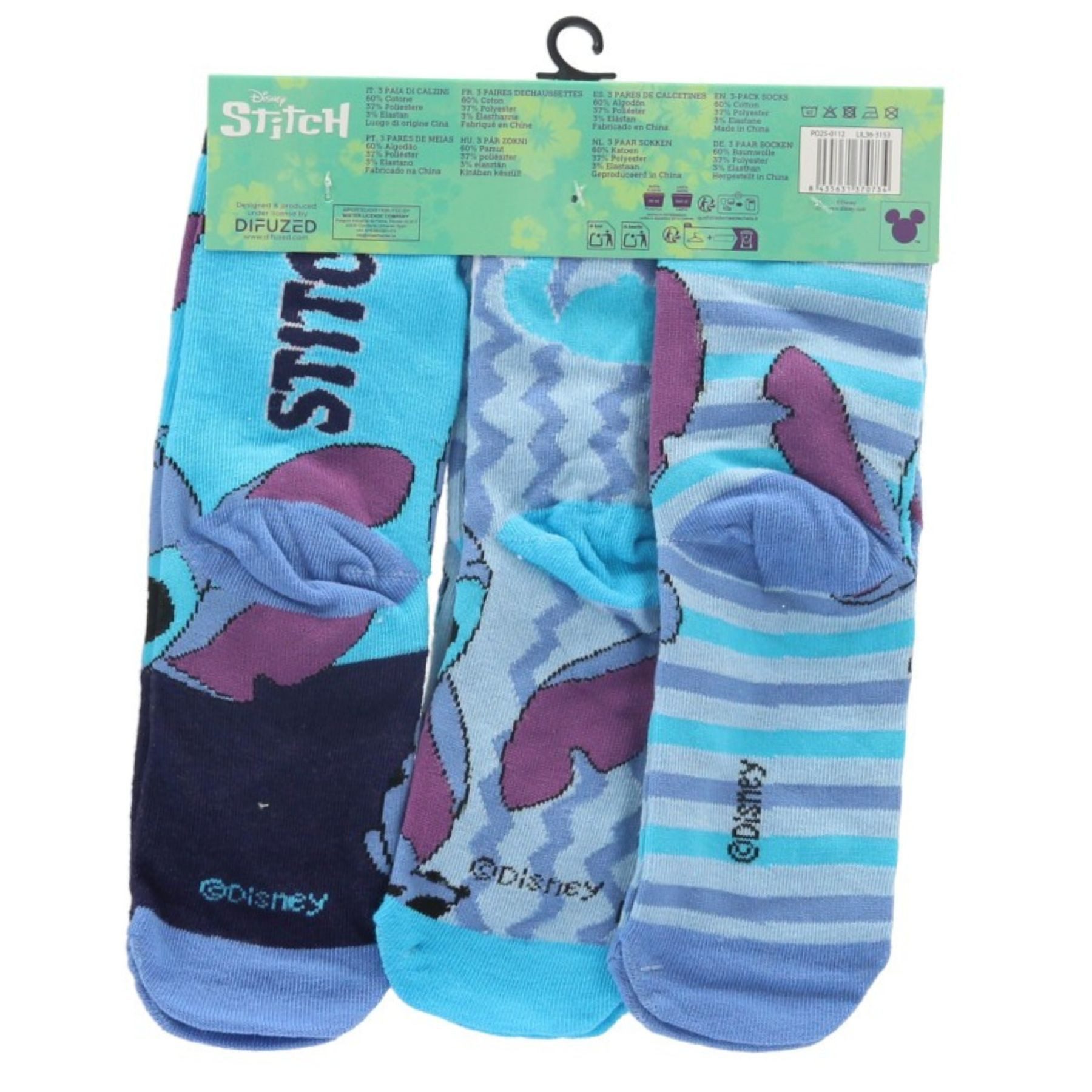 Lilo & Stitch Socken Kinder Socken Set 3 Paar atmungsaktiv & farbenfroh (3-Paar)