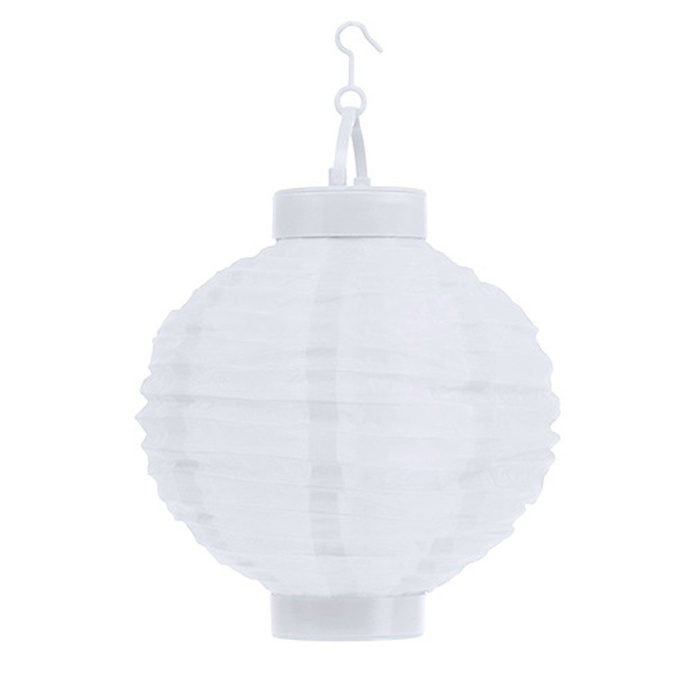 Kaemingk Windlicht Lampion LED Solar 20cm Weiß Outdoor Deko Partylicht