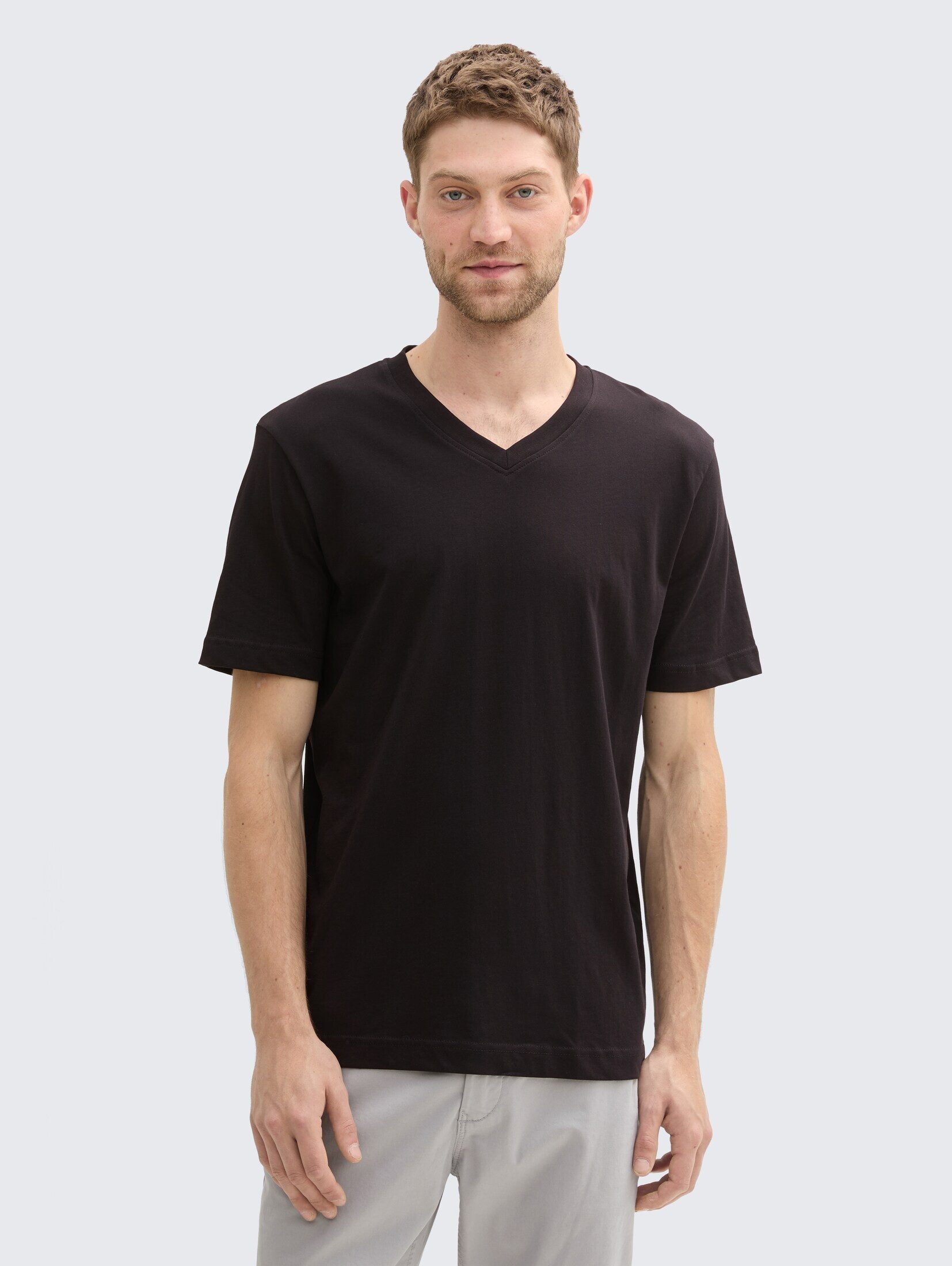 TOM TAILOR T-Shirt T-Shirt Basic T-Shirt im 2er-Pack mit V-Ausschnitt günstig online kaufen