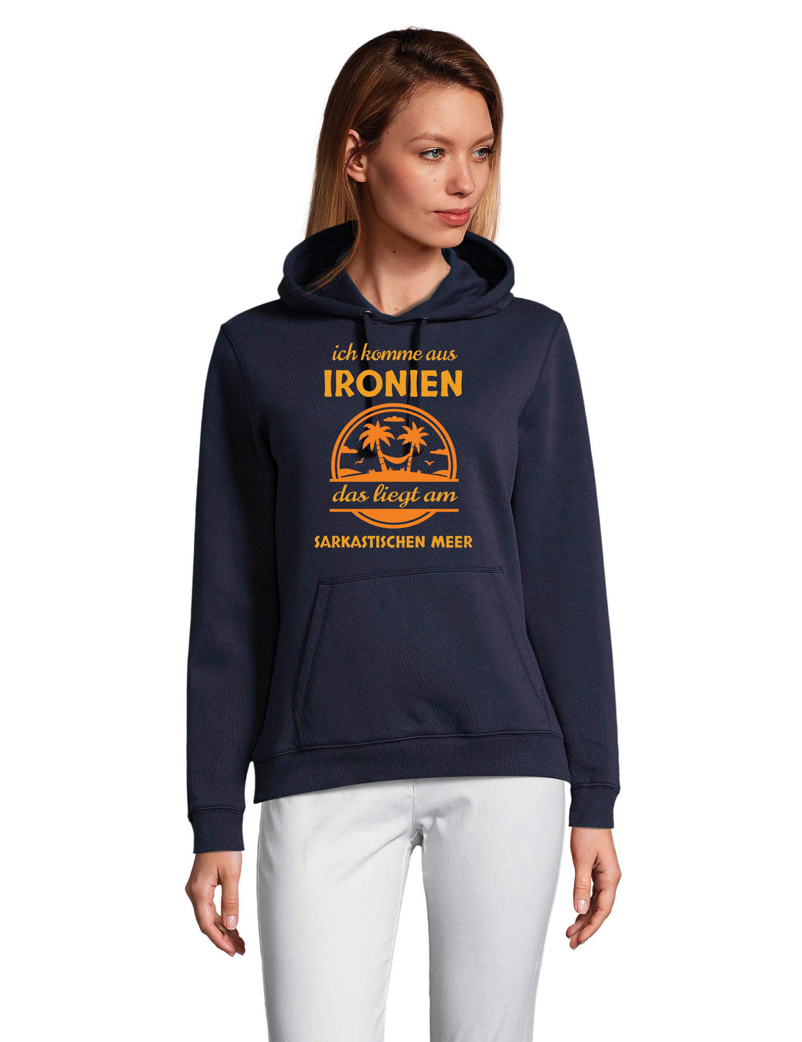 Youth Designz Kapuzenpullover "Ironien" Damen Hoodie Pullover witziger Spruch Geschenk Statement mit lustigen Frontprint für Frauen