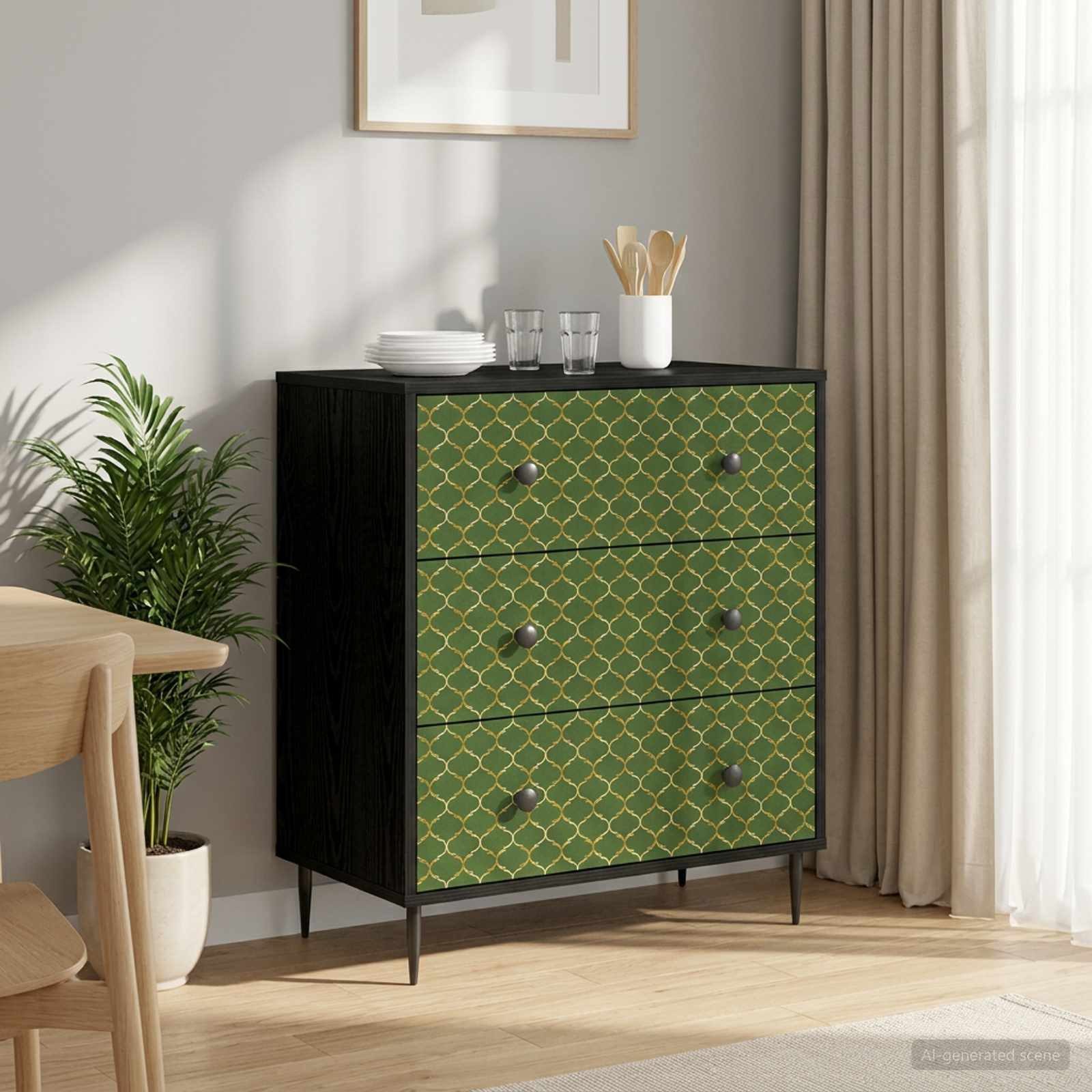 vidaXL Kommode 66 x 36,5 x 76 cm Kommode Schubladenschrank Sideboard GELEEN Smaragd g