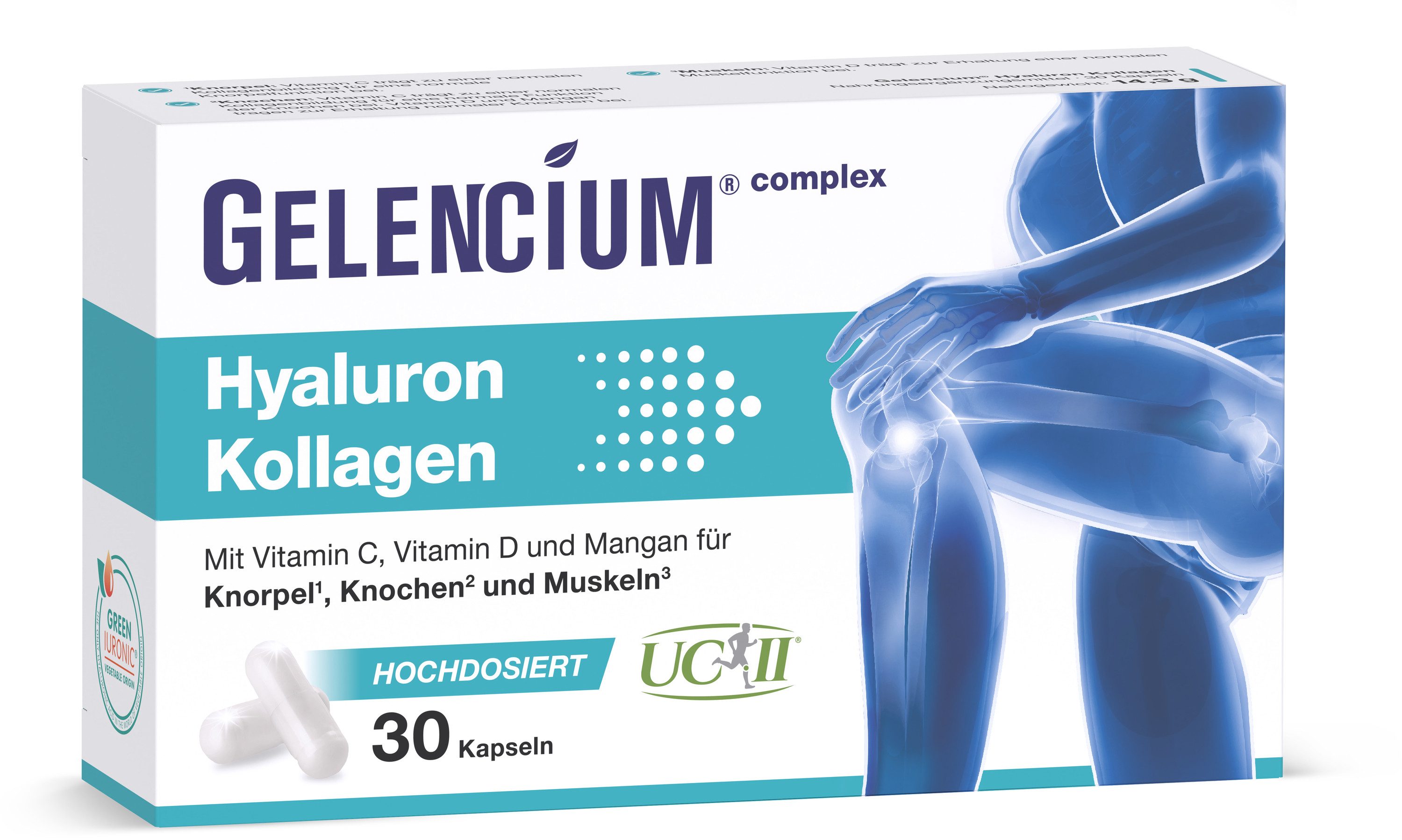 GELENCIUM® Hyaluron Kollagen hochdosiert mit Vitamin C KAP, 30 St., 14.3 g