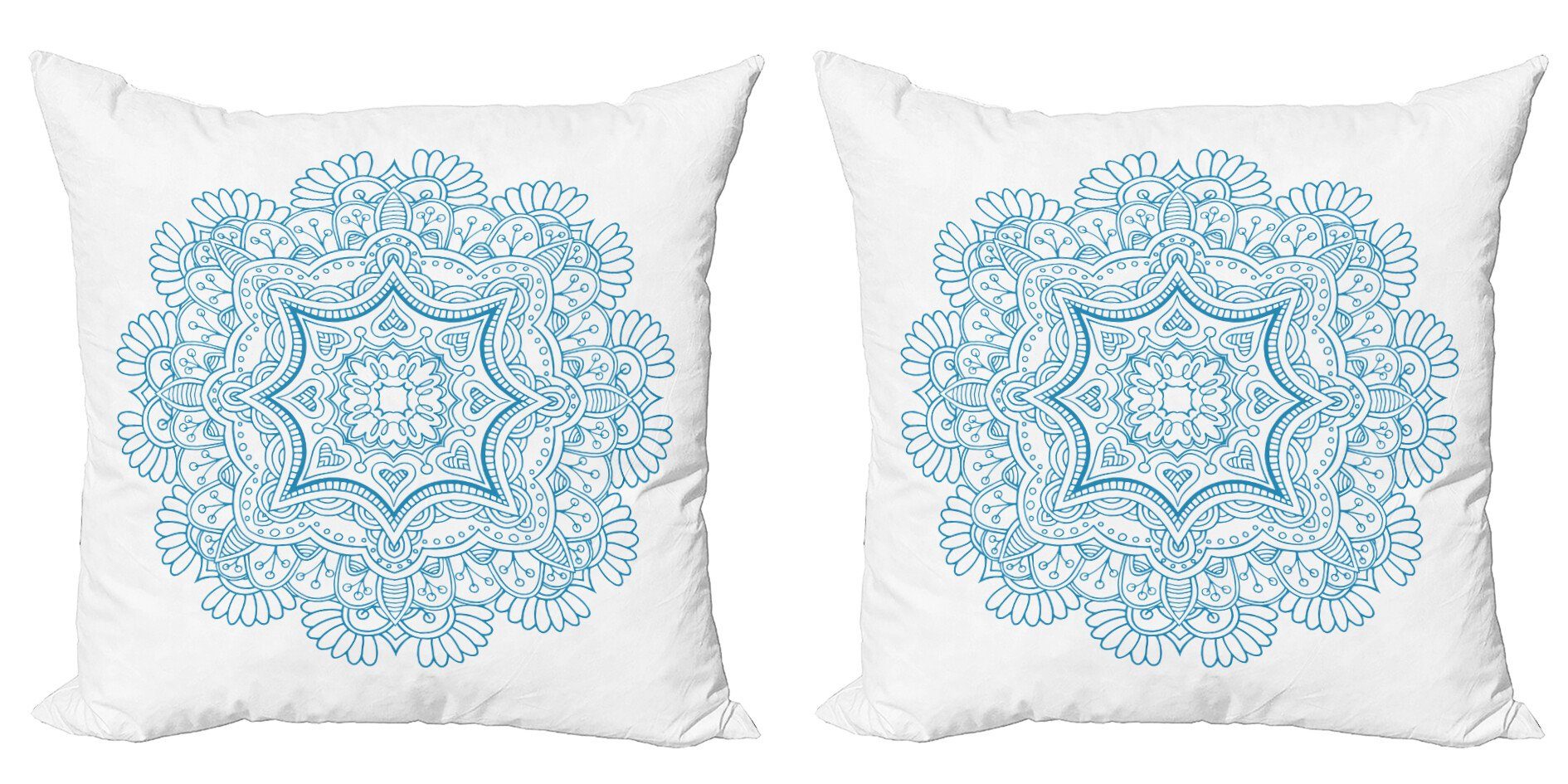 Kissenbezüge Abakuhaus Round Floral Monotone Modern (2 Blauer Stück), Doppelseitiger Digitaldruck, Accent Mandala