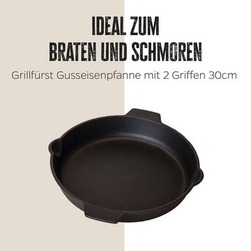 Grillfürst Grillpfanne Grillfürst Gusseisenpfanne mit 2 Griffen Ø 30 cm