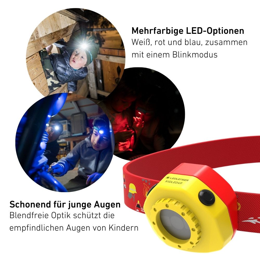 Ledlenser LED Stirnlampe KIDLED4R, 40 Lumen, 9m Leuchtweite, 18h Laufzeit, Akku