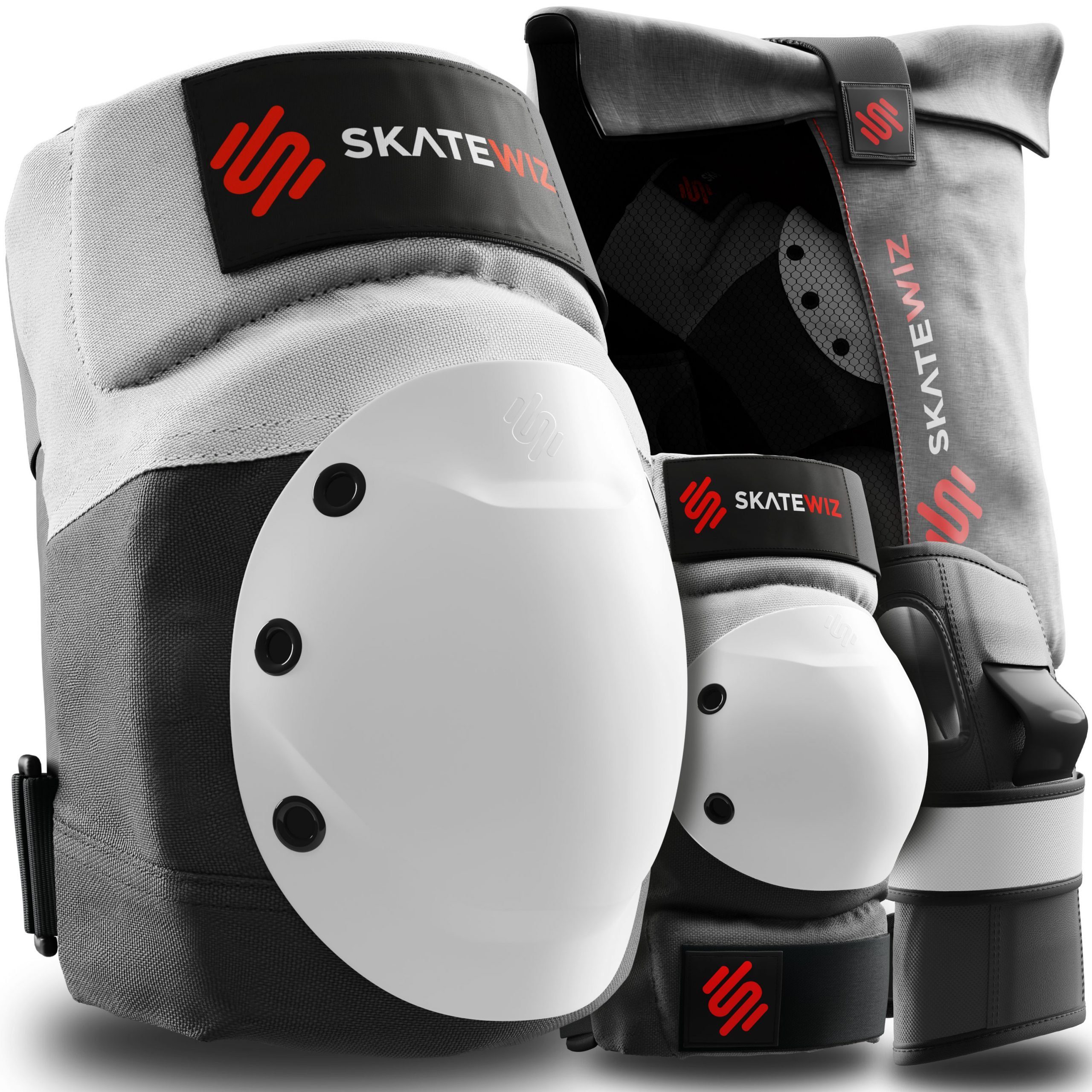 SKATEWIZ Protektoren-Set SHIELD - Skateboard Schonerset für Jugendliche und Erwachsene (Inliner Protektoren Damen Ellbogenschützer Herren, 7-tlg., Handschoner, Ellbogenschoner & Knieschoner Set), Rollschuhe, Schlittschuhe Damen & Skateboard