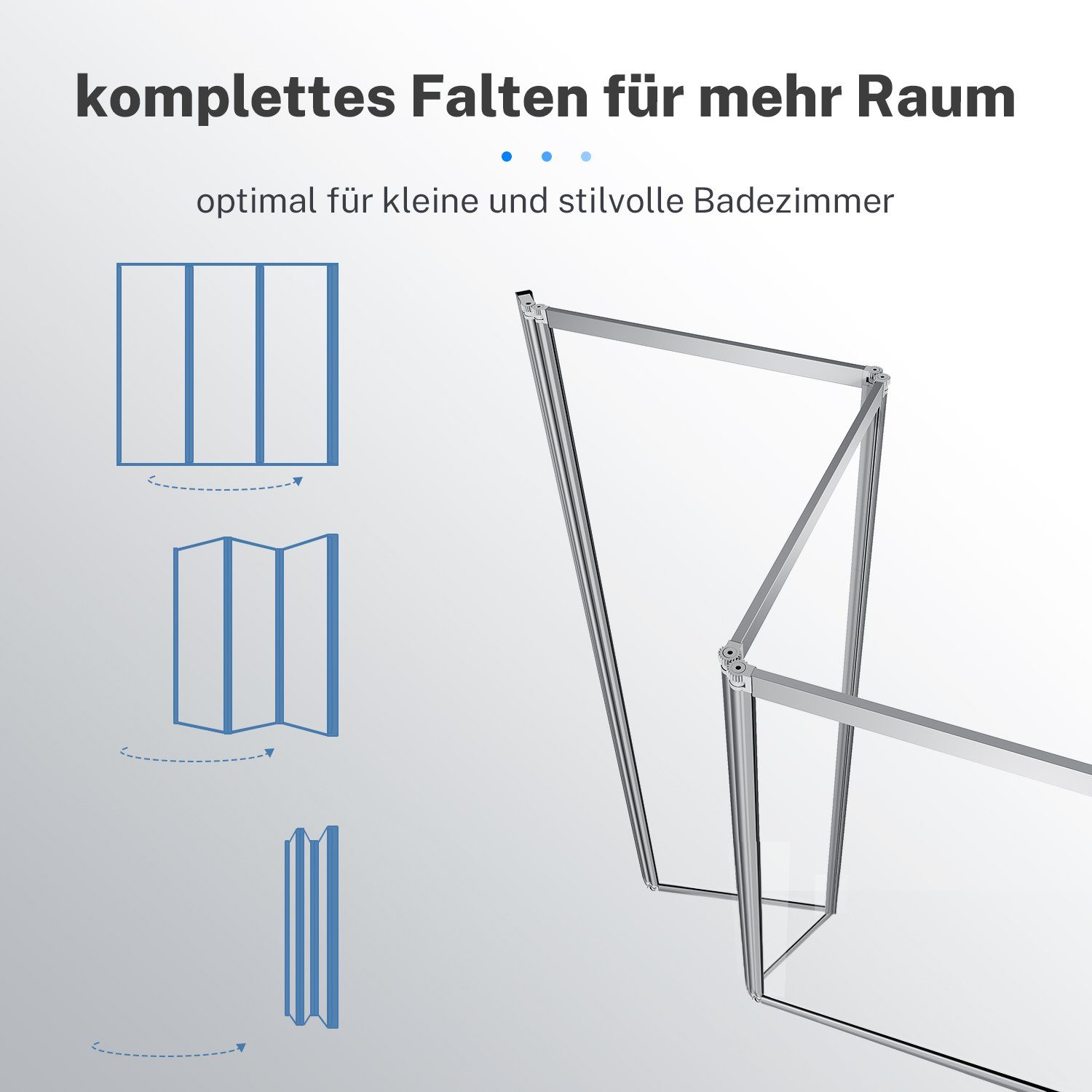 SONNI Badewannenaufsatz Badewannenaufsatz Faltbar, 3 teilige Faltwand,130x140 cm, Nano Glas, Einscheibensicherheitsglas mit Nano Beschichtung, Badewannenfaltwand