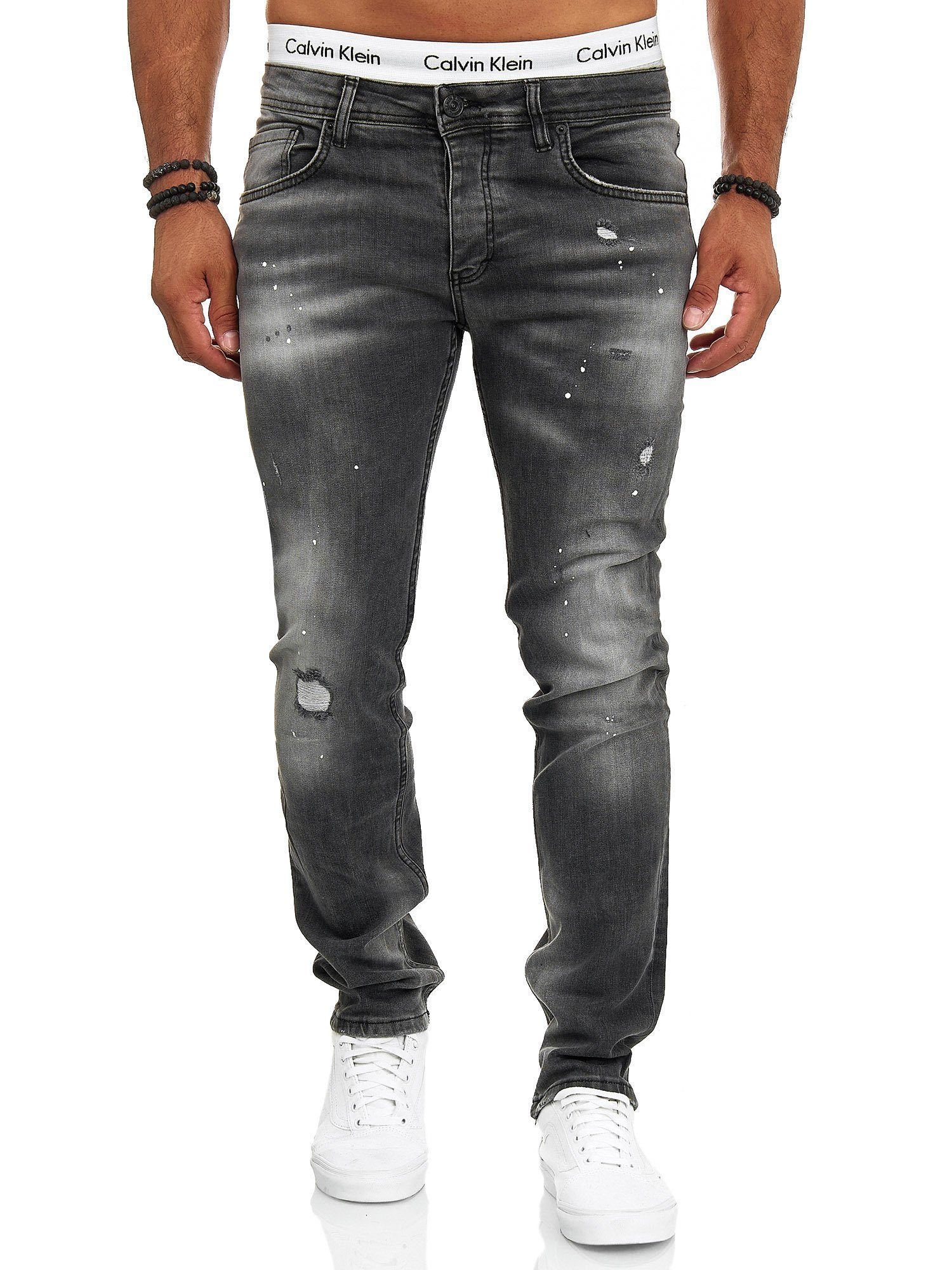 OneRedox Straight-Jeans J-700C (Jeanshose Designerjeans Bootcut, 1-tlg) Freizeit Business Casual Schwarz 705