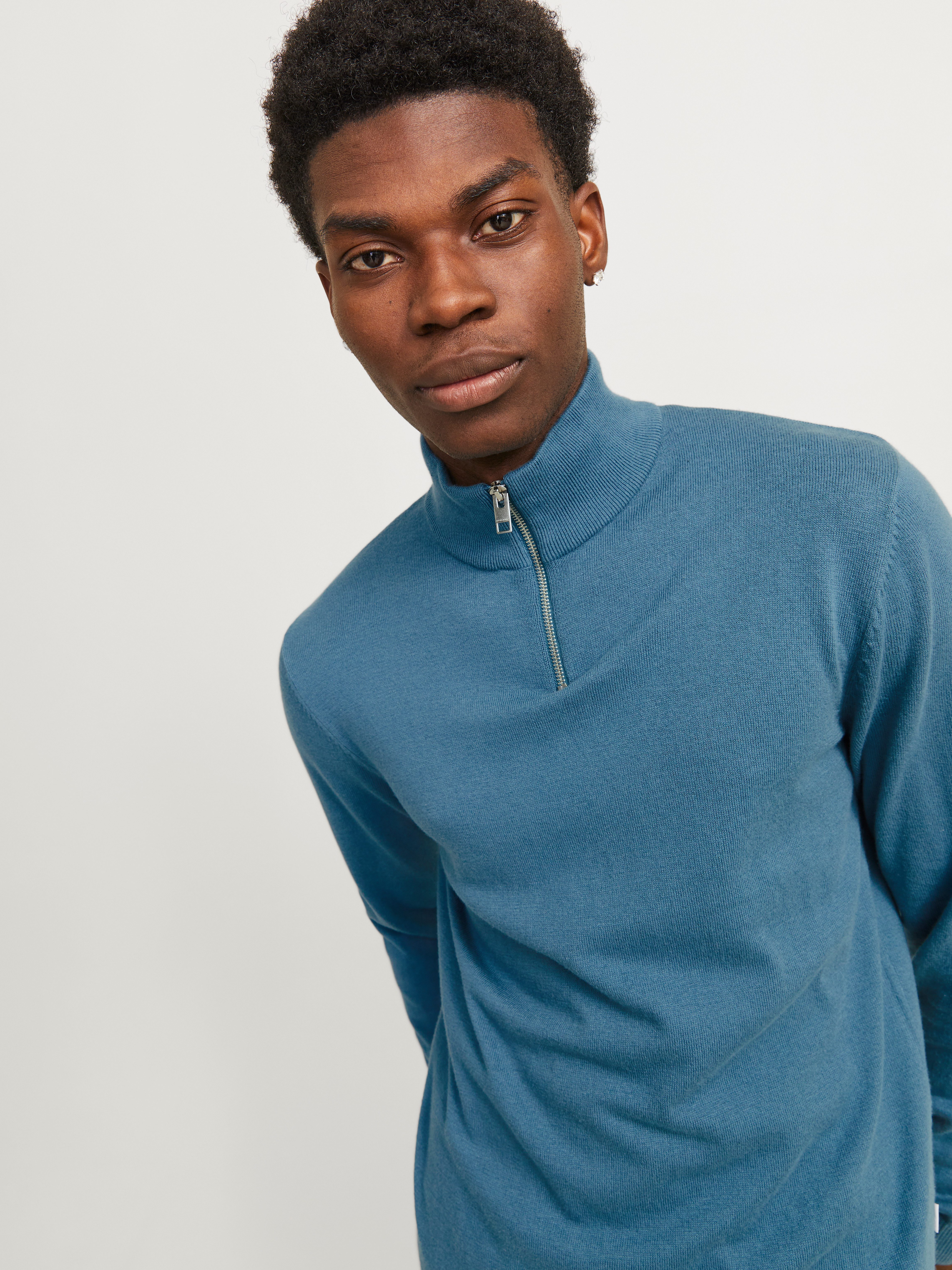 Jack & Jones Troyer JJEEMIL KNIT HALF ZIP NOOS Baumwollmischung, regular fit