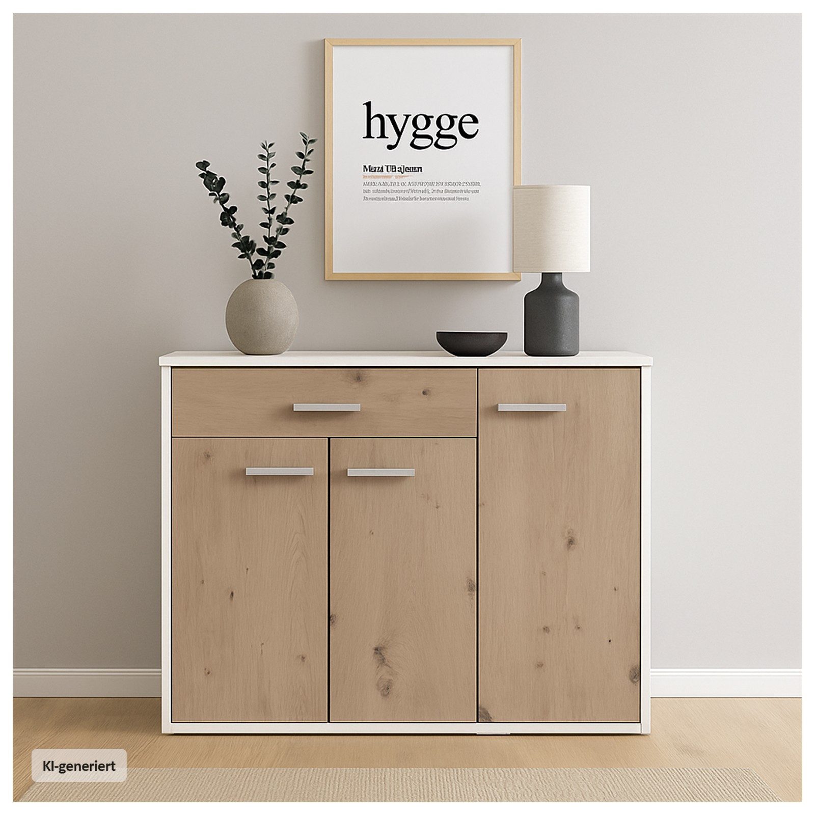 HTI-Living Sideboard Sideboard Nina Weiß Artisaneiche (Stück, 1 Sideboard), Anrichte Kommode Schrank