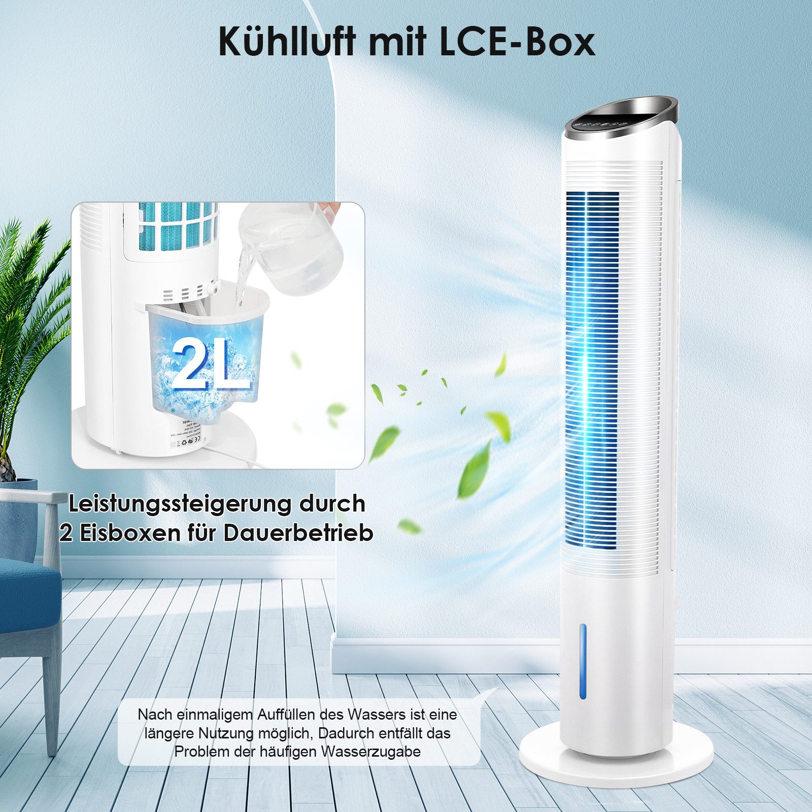 TLGREEN Turmventilator mit Fernbedienung und Wasserkühlung,4-in-1-Reinigung günstig online kaufen