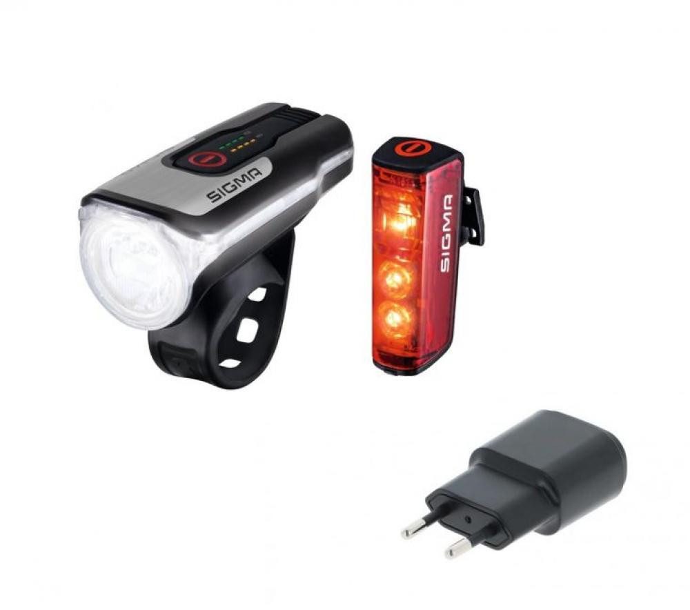 SIGMA Fahrradbeleuchtung Sigma Beleuchtungsset Aura 80 USB Blaze Fahrradbeleuchtung LED Frontli