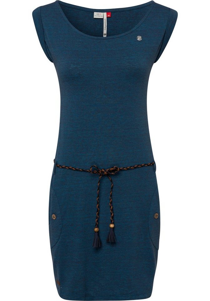 Ragwear Shirtkleid »TAG« (2-tlg., mit Bindegürtel) mit Melange-Optik in blau